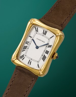 CARTIER. AN EXCEEDINGLY RARE, LARGE AND UNUSUAL 18K GOLD RECTANGULAR ...
