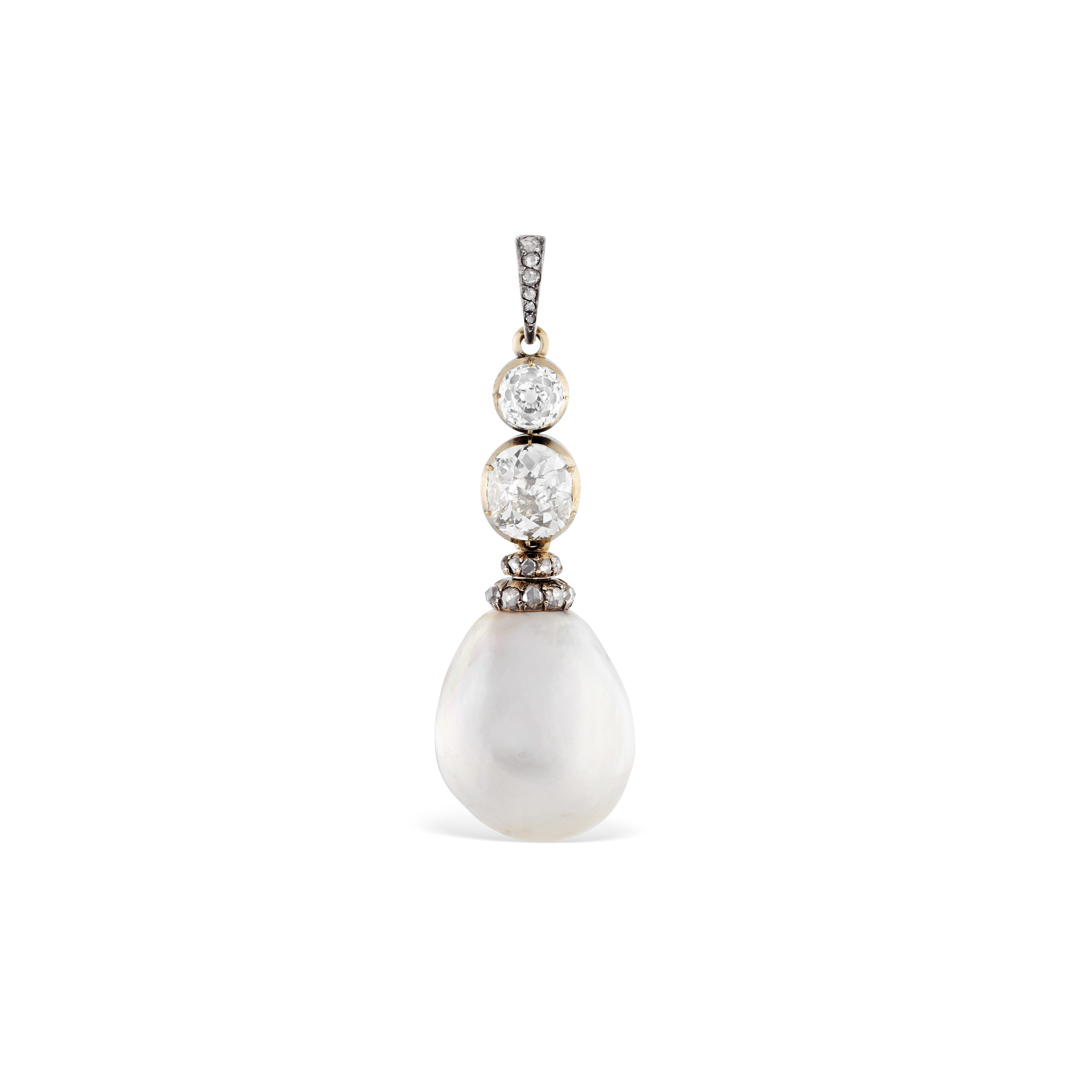 An antique natural pearl and diamond pendant, 1880s and later, offered in Magnificent Jewels on 12 November 2024 at Christie's in Geneva
