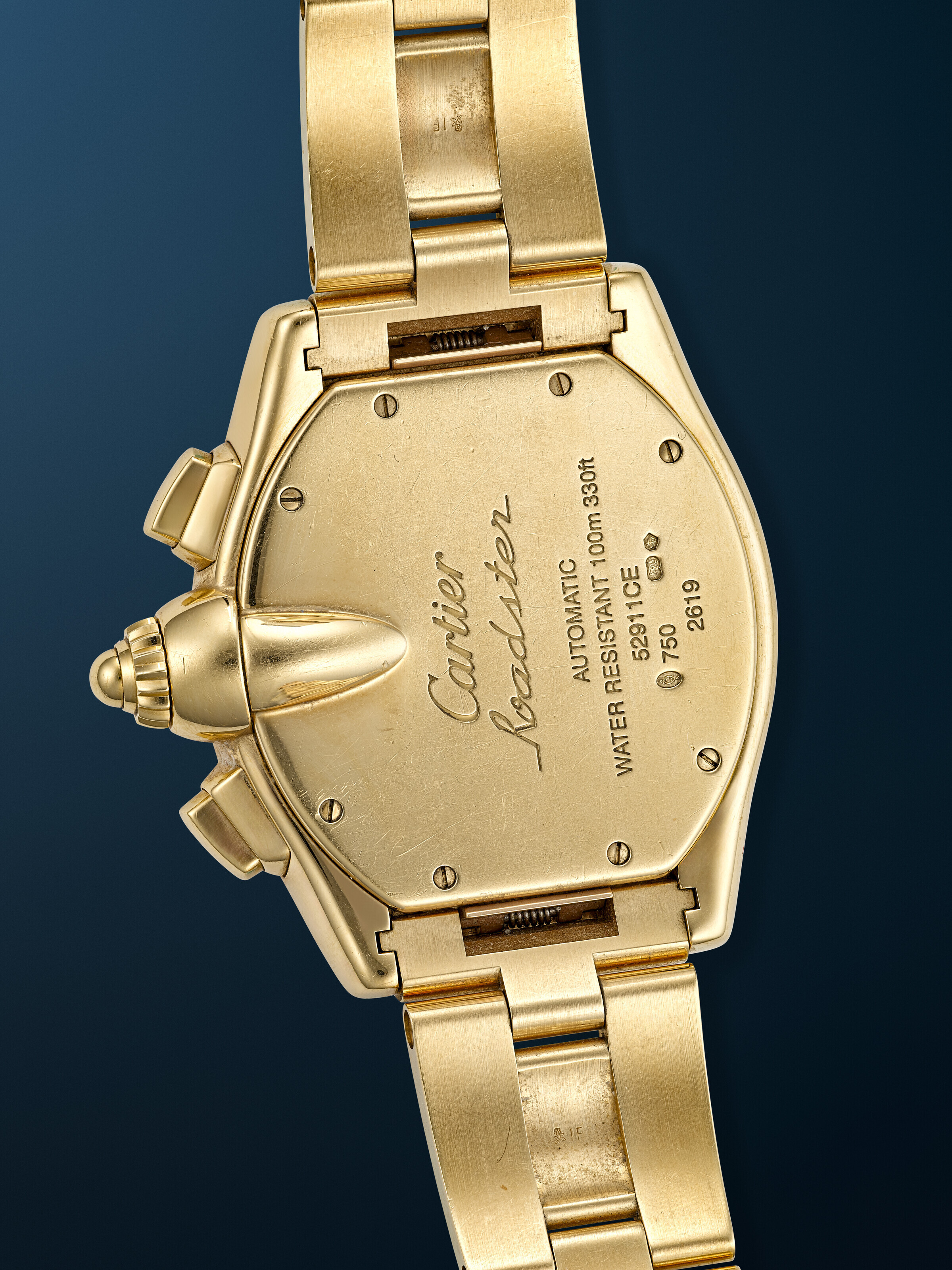 CARTIER, HEAVY YELLOW GOLD CHRONOGRAPH 'ROADSTER', REF. 2619, CASE