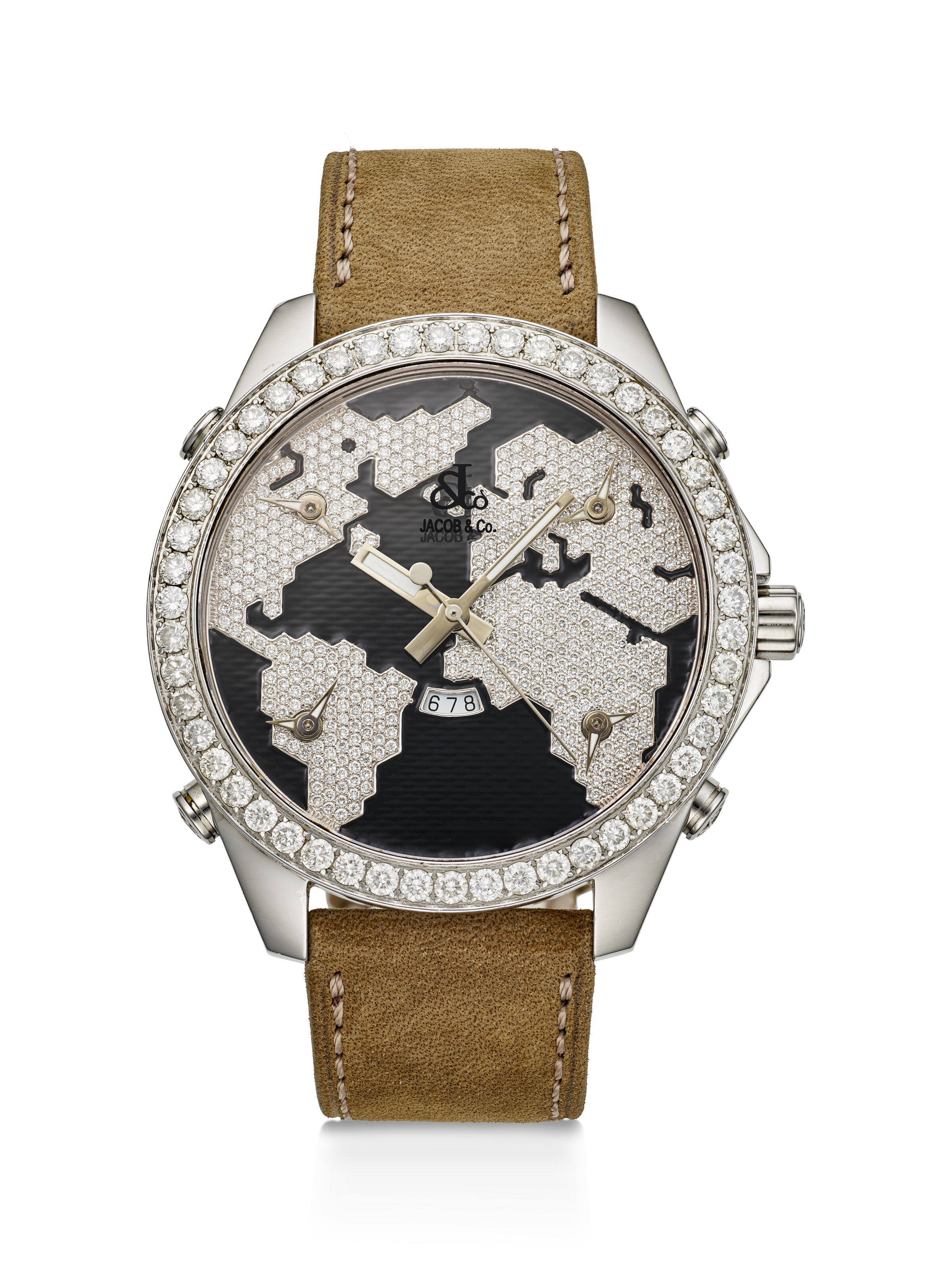 JACOB & CO., STAINLESS STEEL AND DIAMOND-SET 'FIVE TIME ZONES