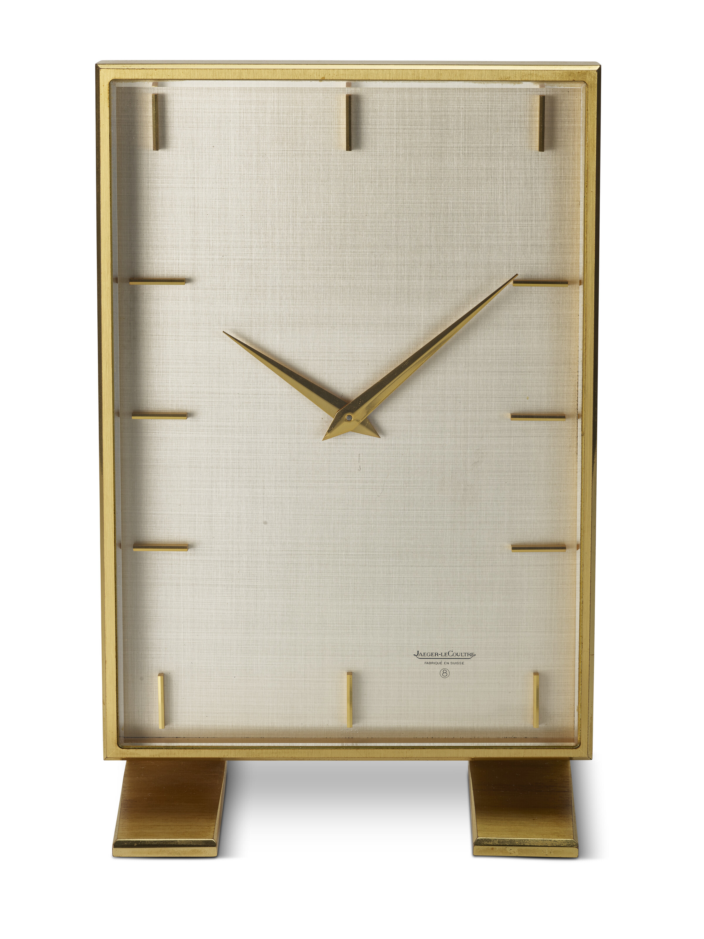 JAEGER-LECOULTRE, HEAVY BRASS TABLE CLOCK, | Christie's
