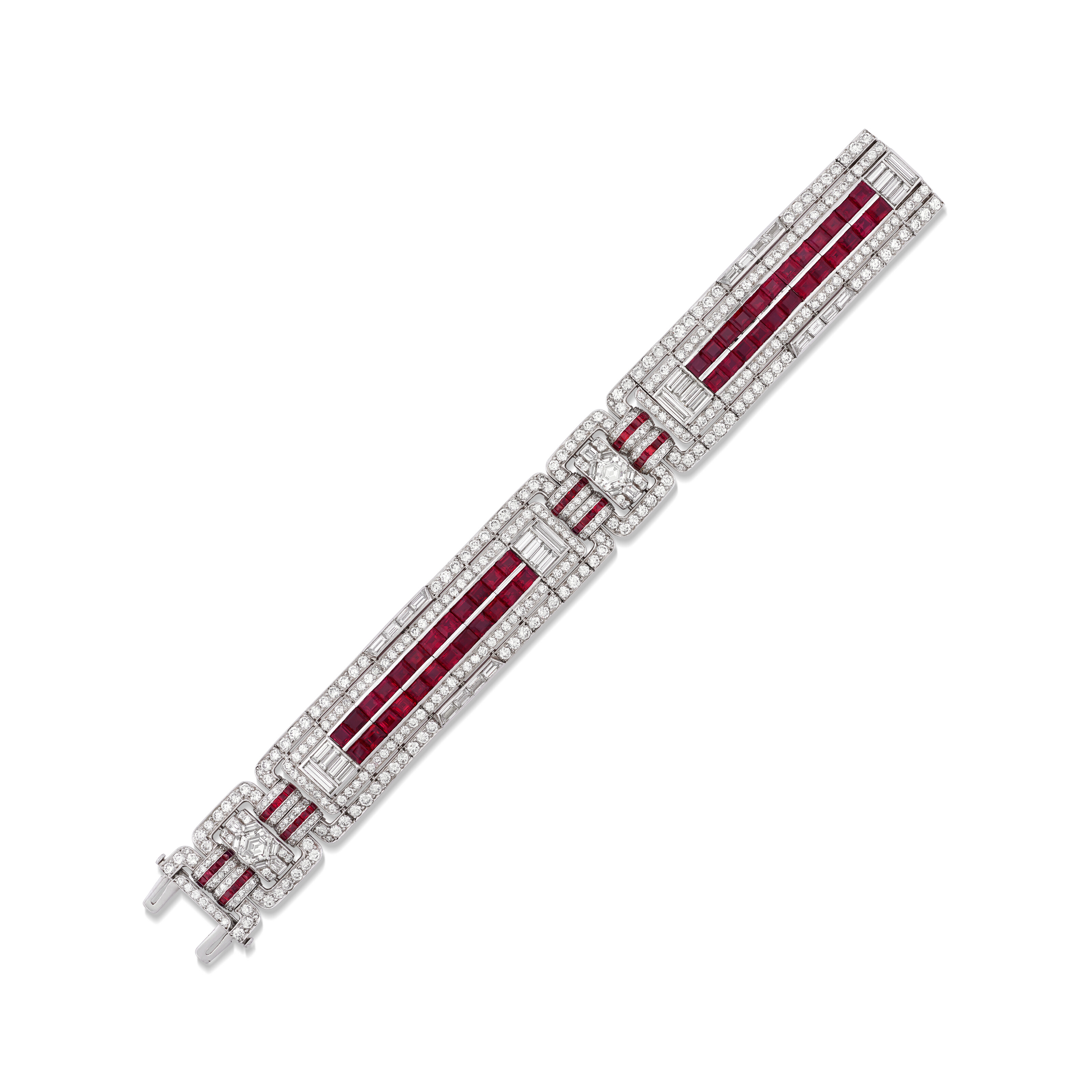 Catalog image of RAYMOND YARD ART DECO RUBY AND DIAMOND BRACELET