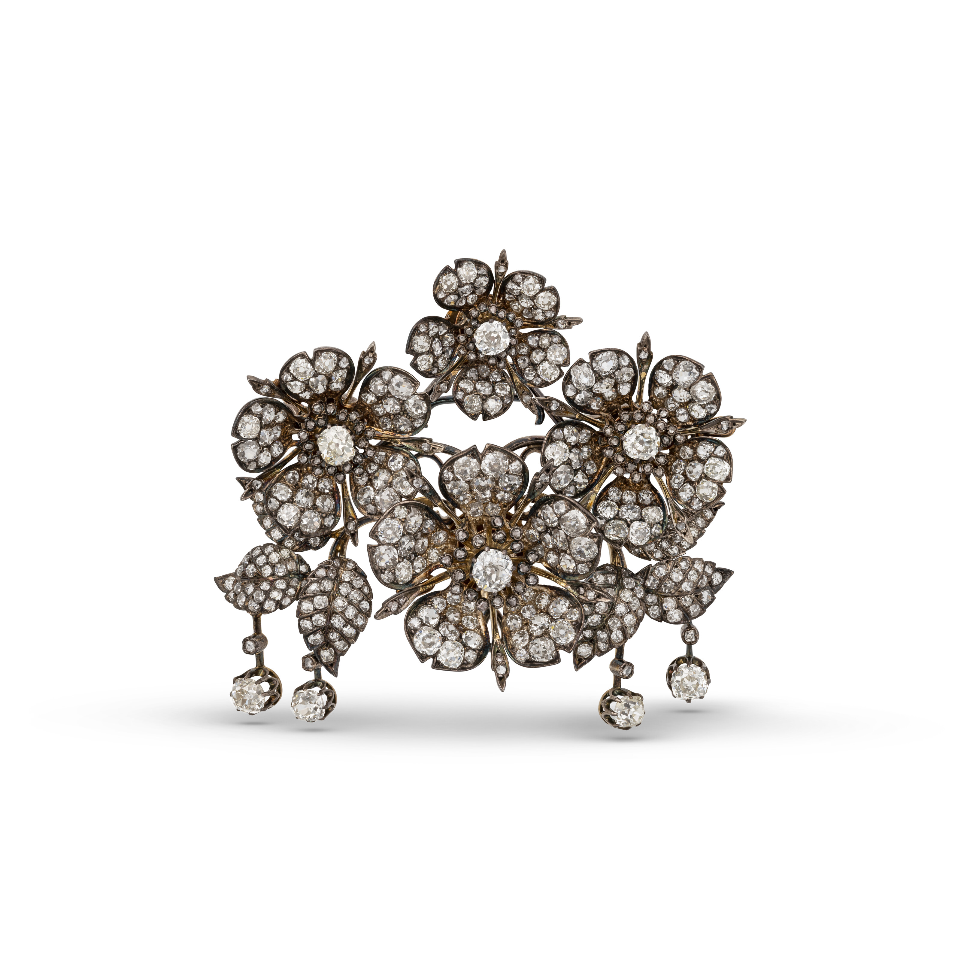 ANTIQUE DIAMOND EN TREMBLANT FLOWER BROOCH, Christie's