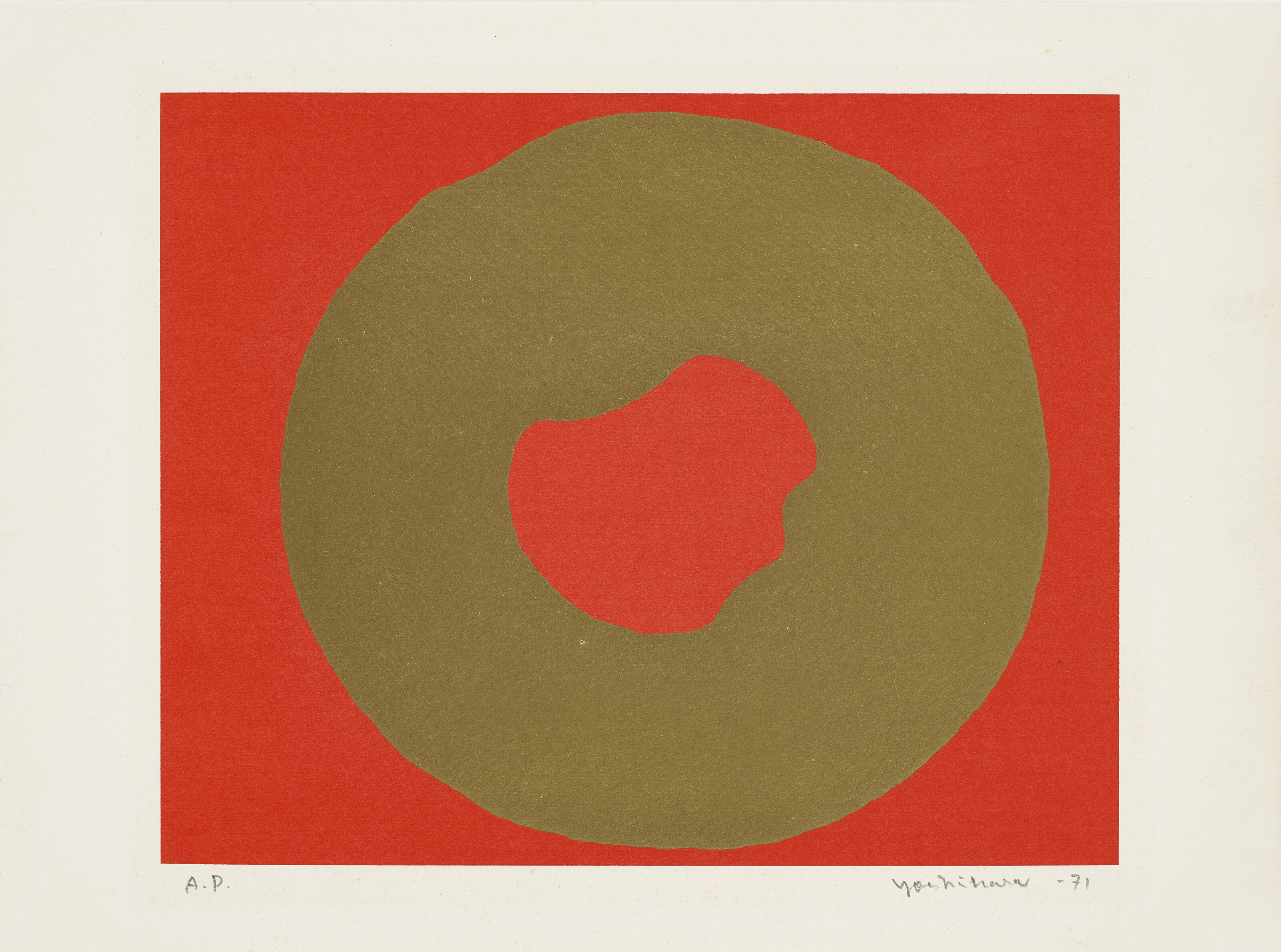 絵画 The Conflict between RED&BLACK JIRO YOSHIHARA (1905-1972), Red circle on the Black; White