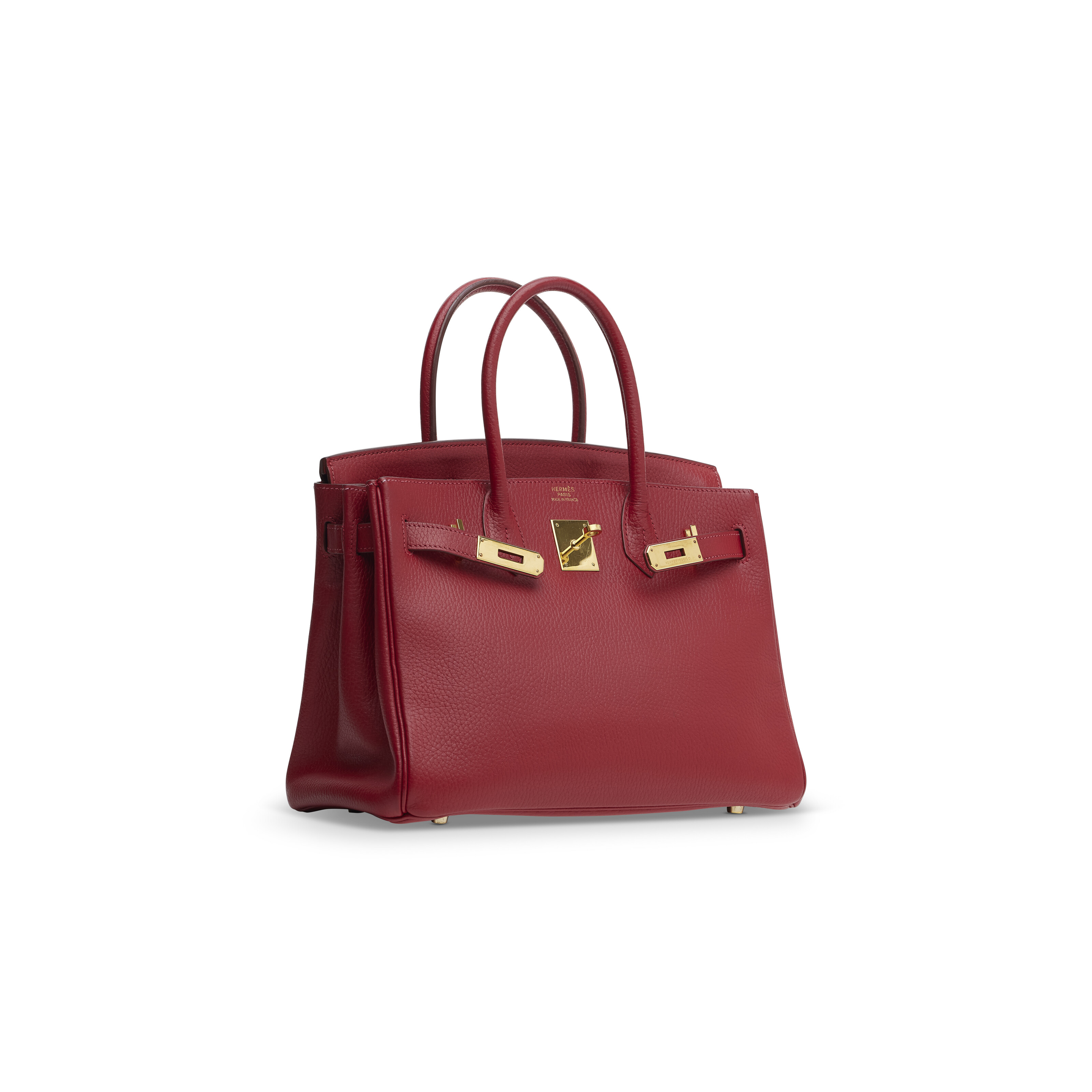 A ROUGE CASAQUE CLÉMENCE LEATHER BIRKIN 30 WITH GOLD HARDWARE