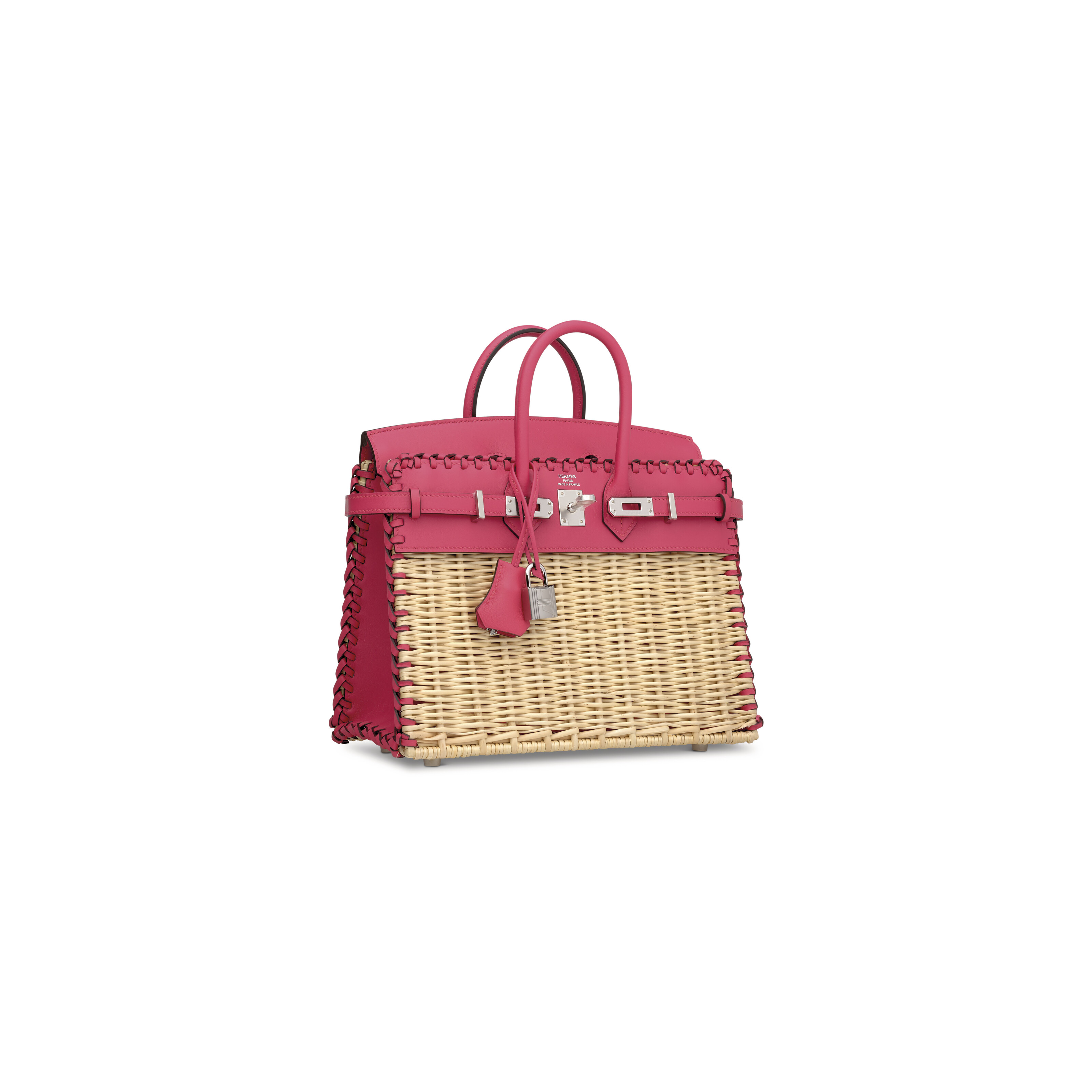 A LIMITED EDITION FRAMBOISE SWIFT LEATHER & OSIER PICNIC BIRKIN 25