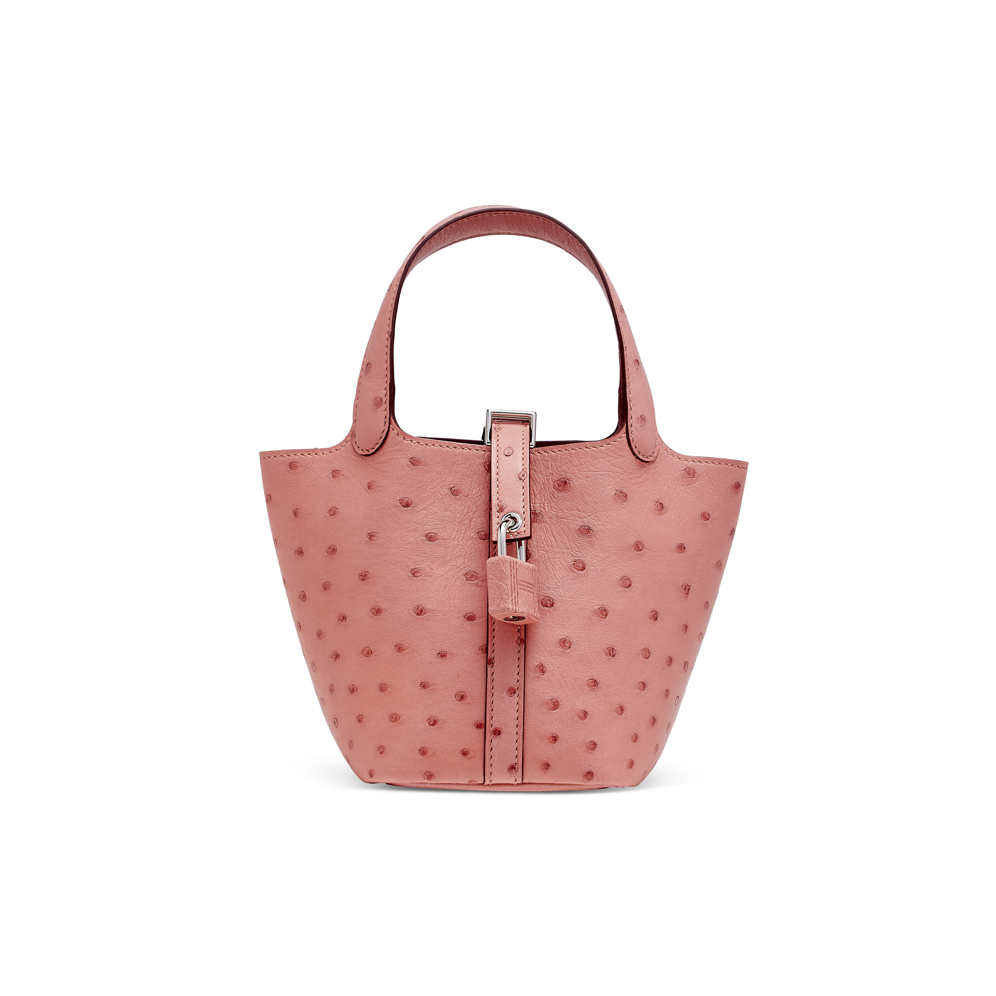 A TERRE CUITE OSTRICH PICOTIN LOCK MICRO WITH PALLADIUM HARDWARE