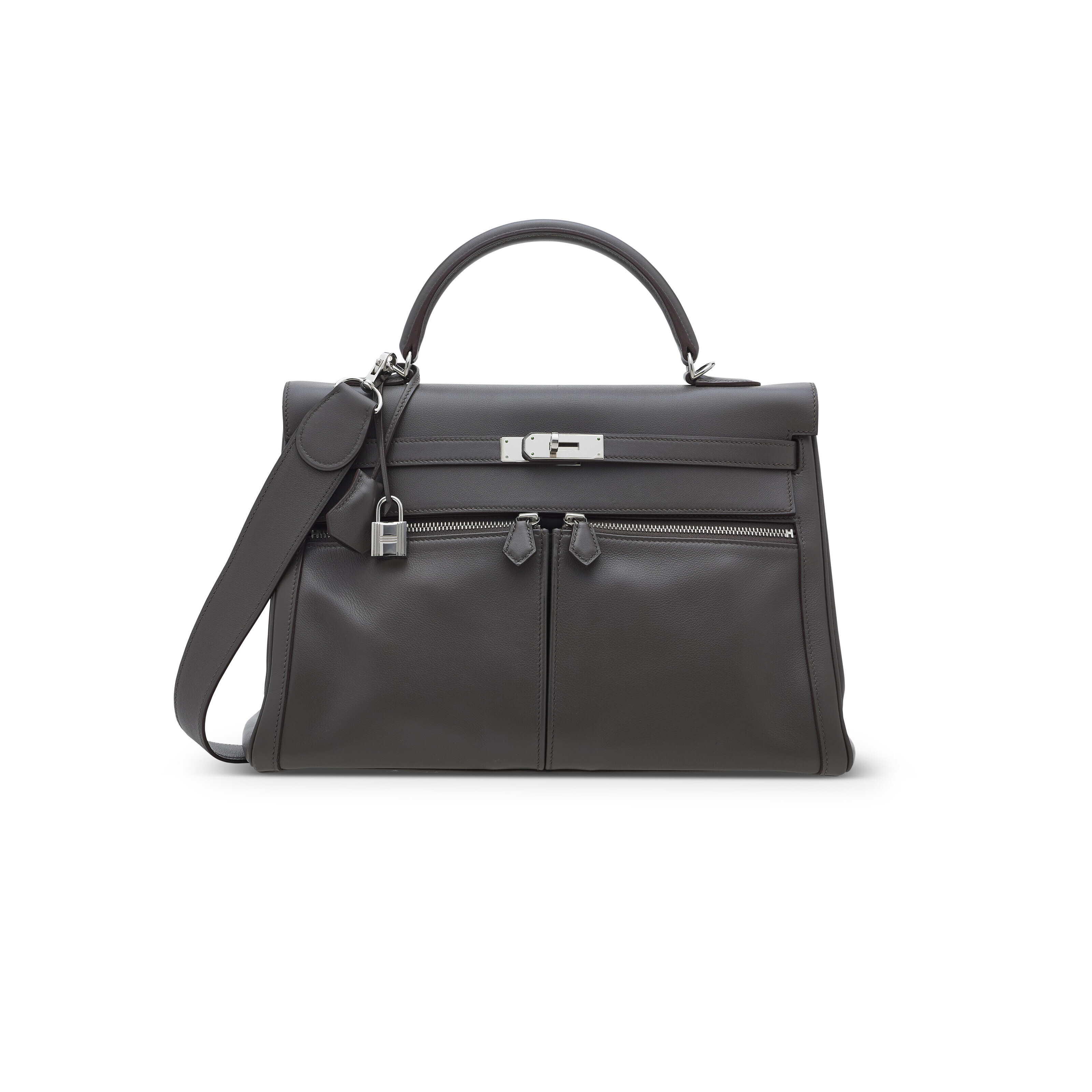 AN ÉTAIN SWIFT LEATHER KELLY LAKIS 35 WITH PALLADIUM HARDWARE