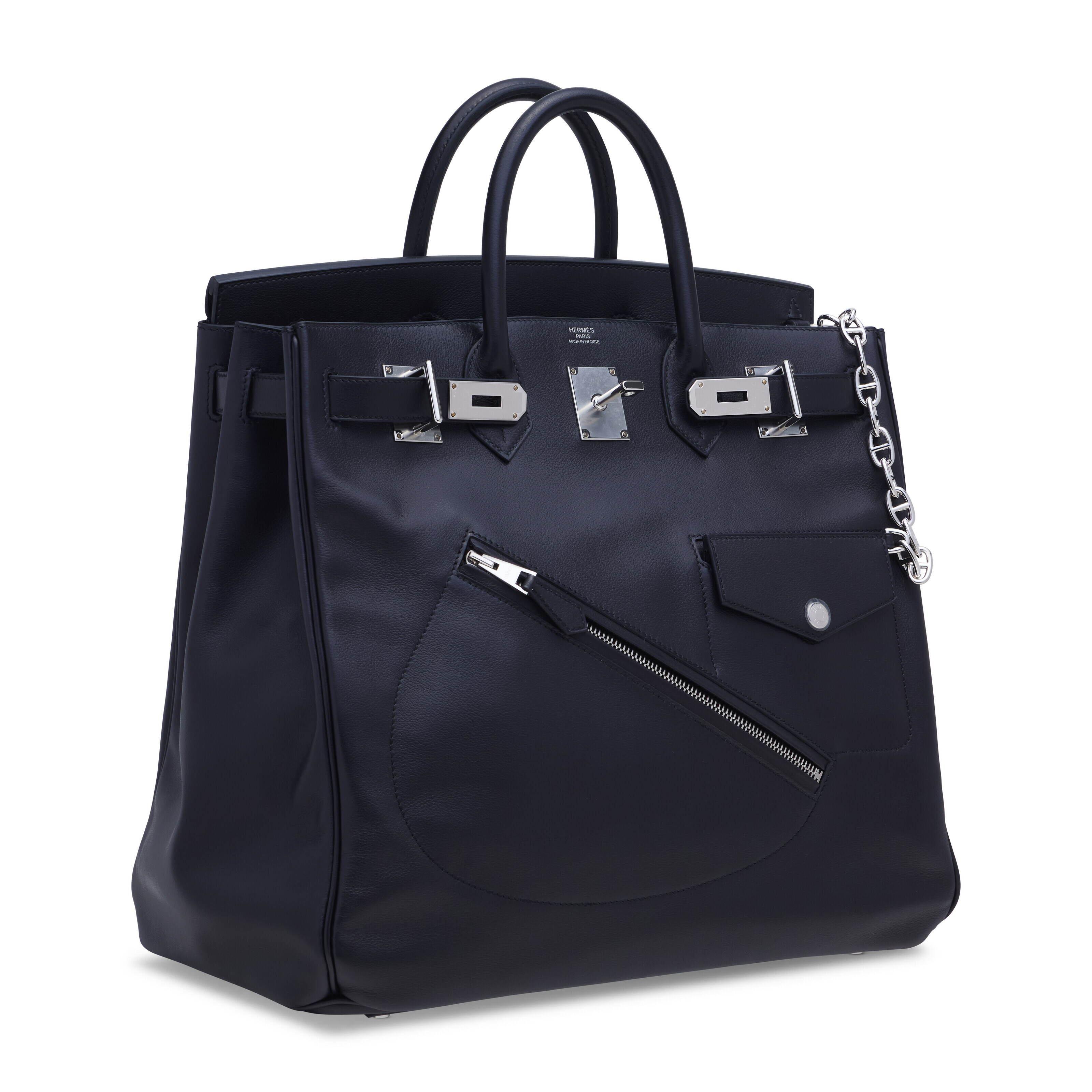 A LIMITED EDITION BLACK EVERGRAIN LEATHER ROCK HAC BIRKIN 40 WITH