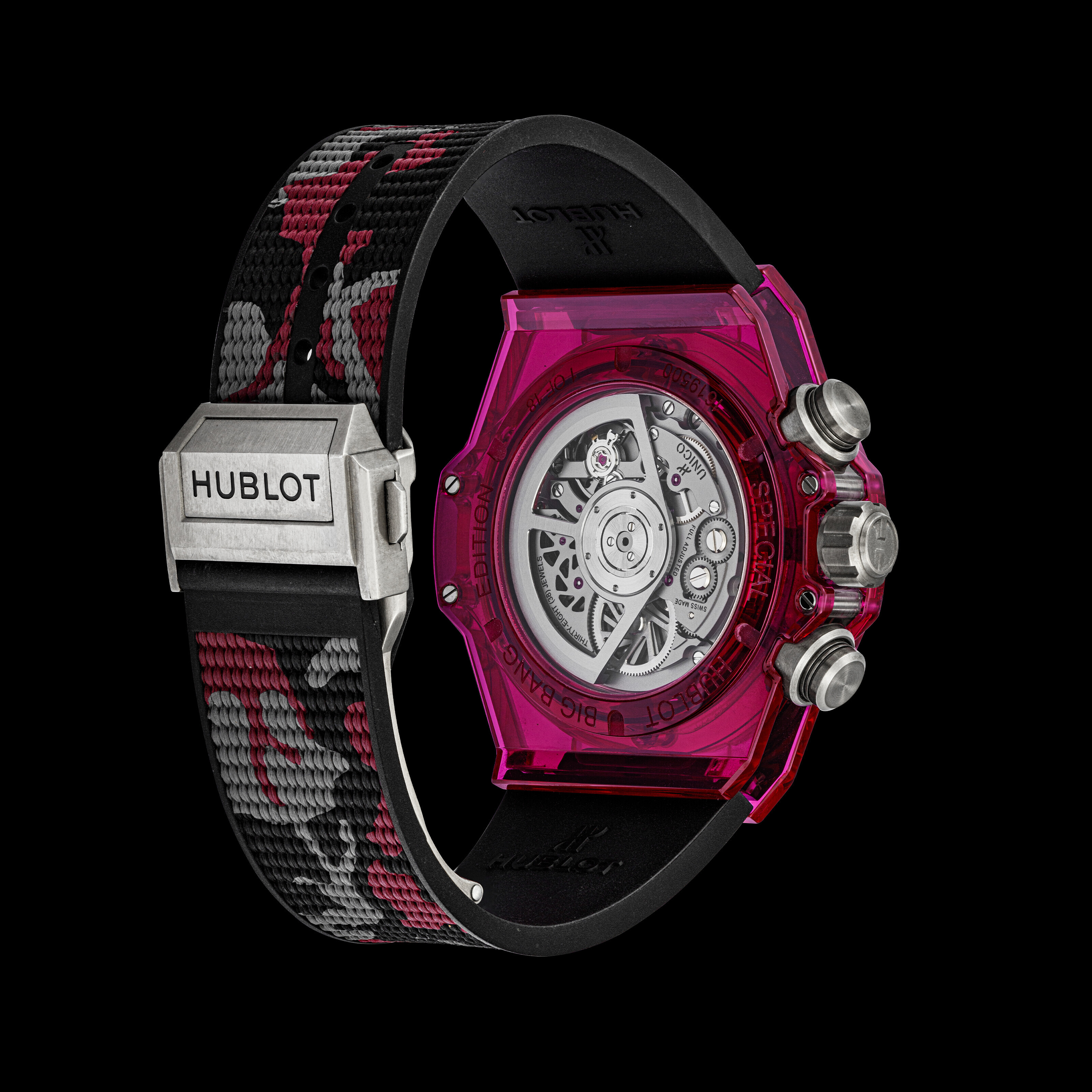 HUBLOT BIG BANG UNICO RED SAPPHIRE CAMO LIMITED EDITION OF 18 PIECES REF. 411.JR.0190.RX.CAM22 CASE NO. 1 619 500 Christie s