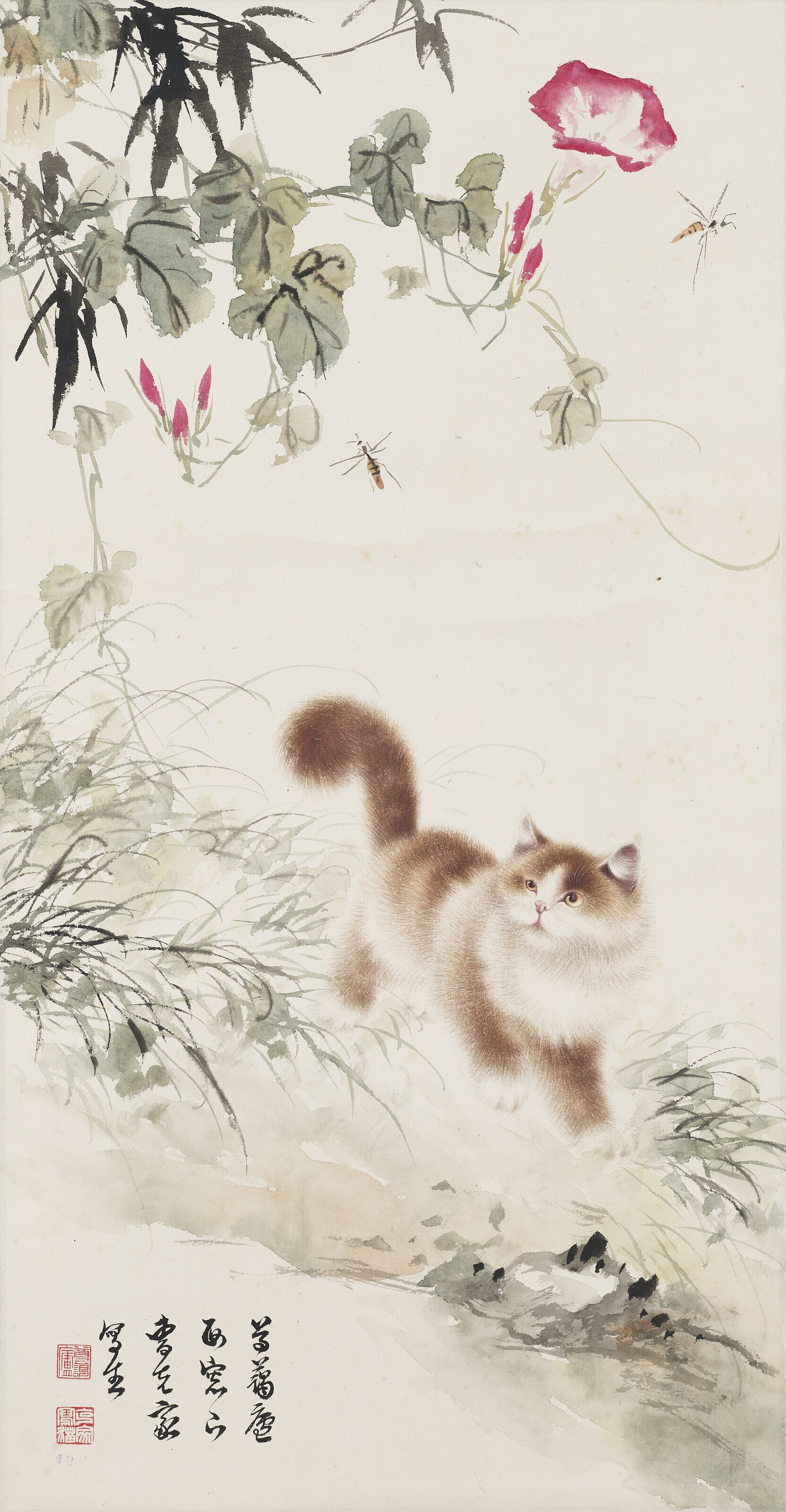美術品　中国近代画家曹克家　猫図 名家肉筆※激安骨董品 R1730C6-3 美術品 中国近代画家曹克家 猫図 名家肉筆※激安骨董品 R1730C6-3