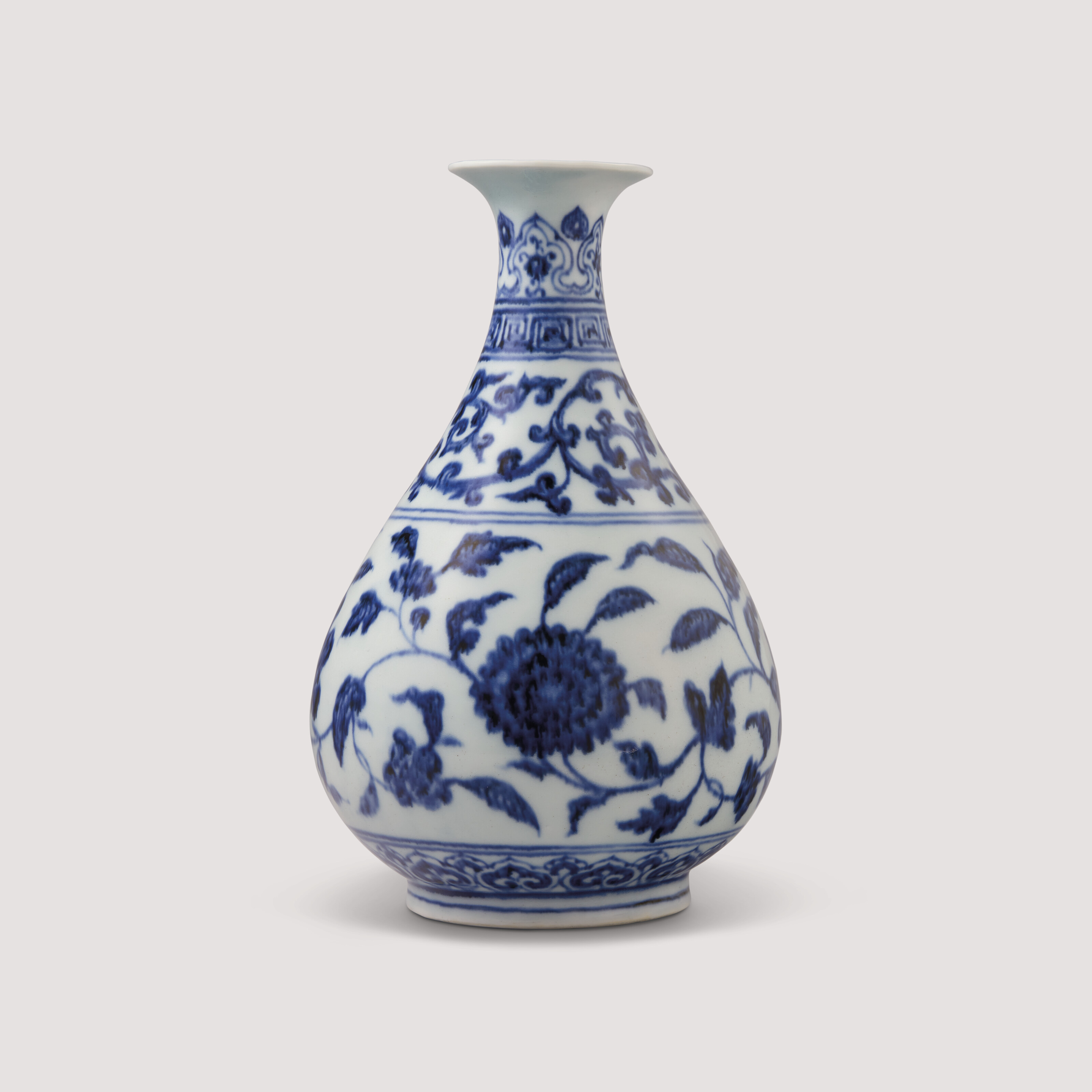 明永樂青花四季花卉紋玉壺春瓶, YONGLE PERIOD (1403-1425