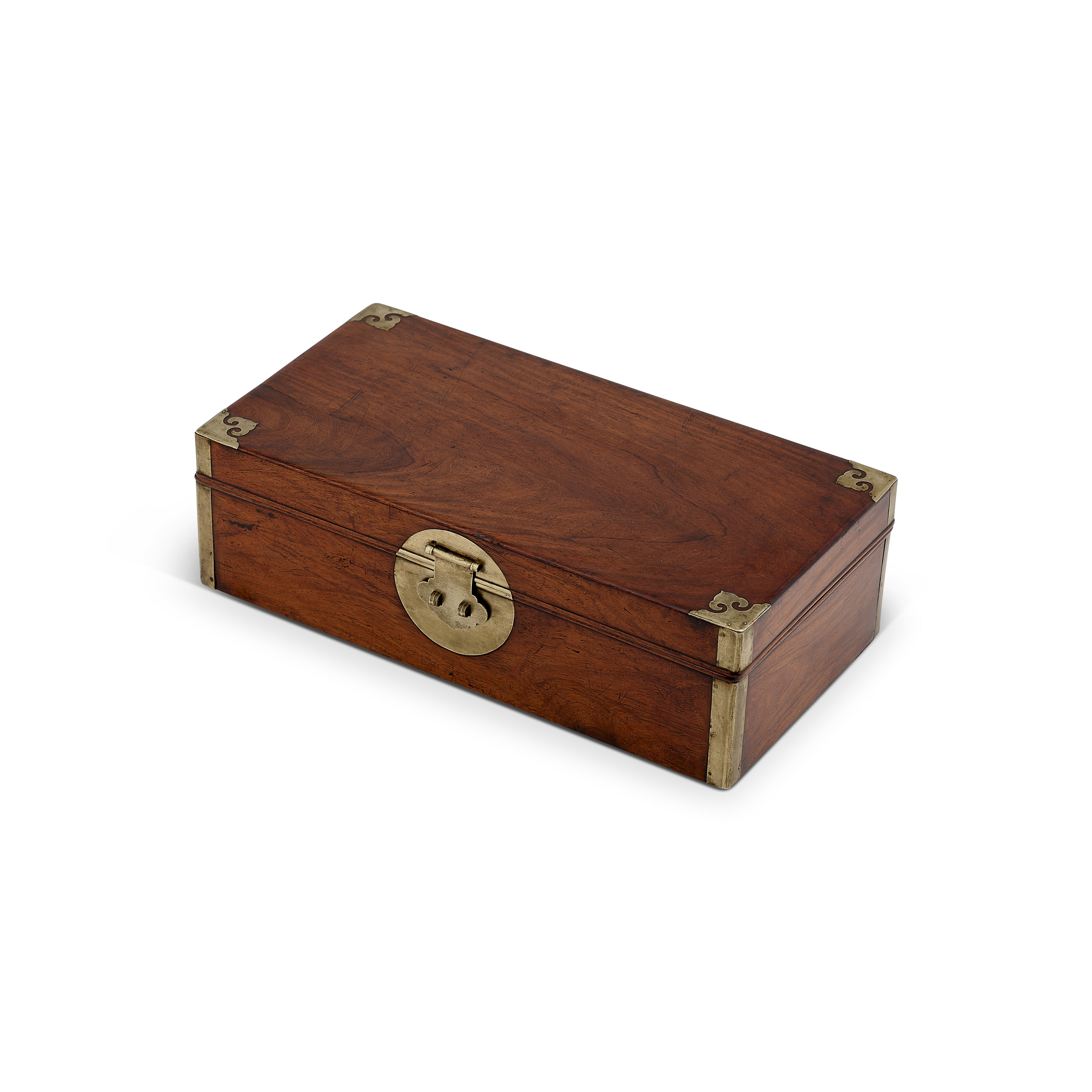 Gilt Red Lacquer Leather & Wood Document Box - Late 19thC