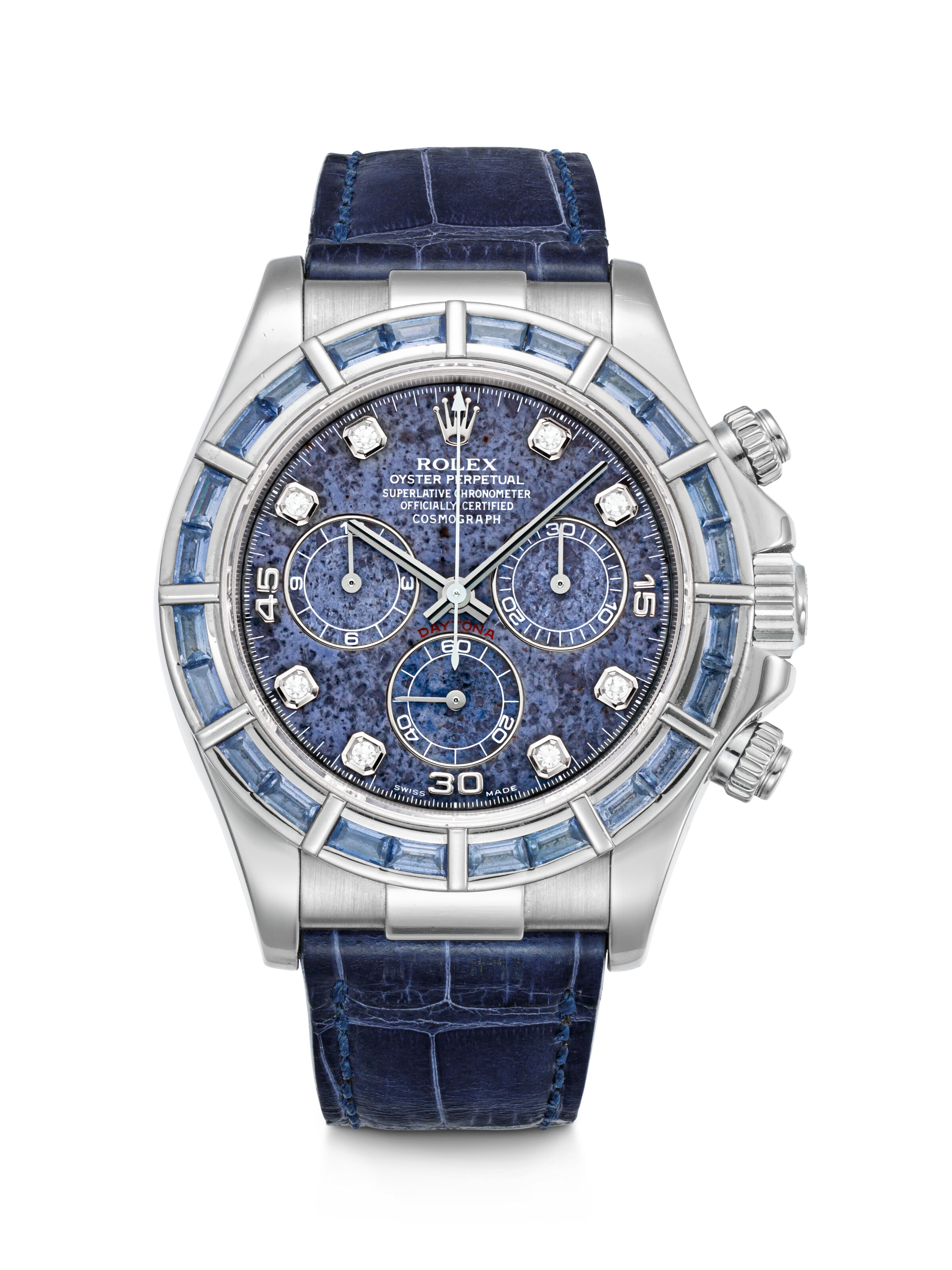 ROLEX, DAYTONA 116589 WITH SAPPHIRE BEZEL AND SODALITE DIAL