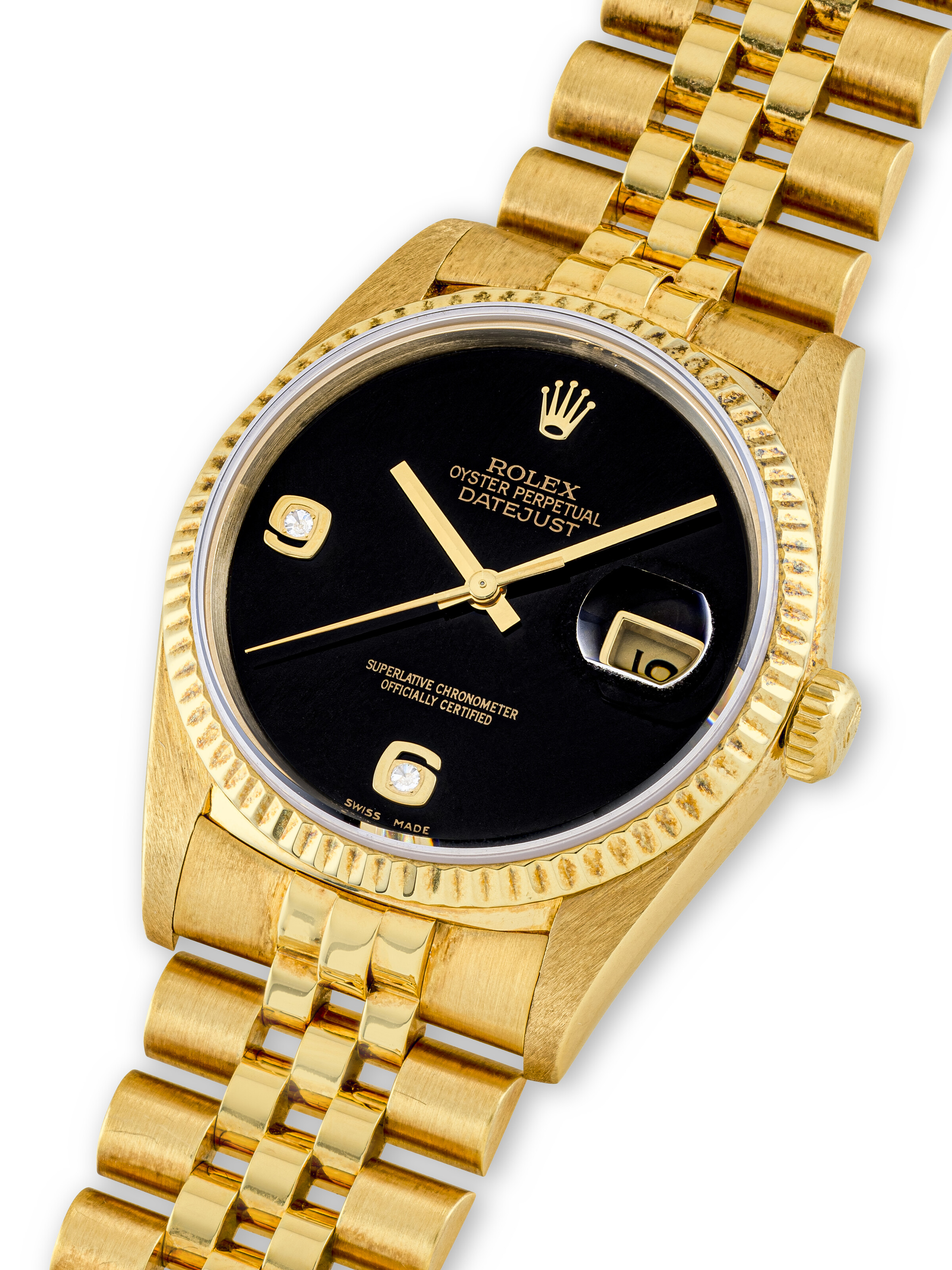 ROLEX, DATEJUST WITH ONYX AND DIAMOND-SET DIAL, REF. 16238, CASE