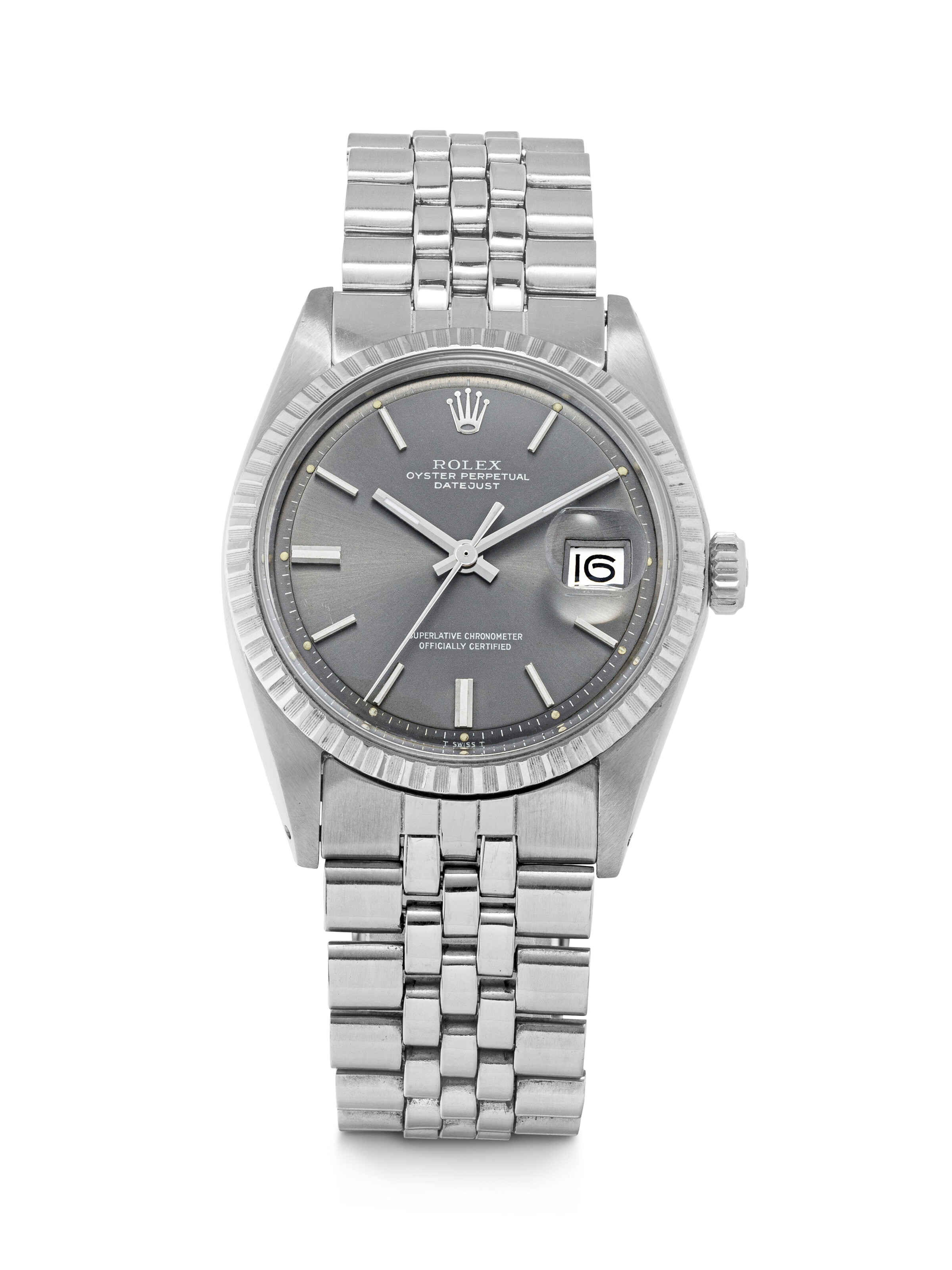 ROLEX, DATEJUST WITH GREY DIAL, REF. 1603, CASE NO. 3'818'354