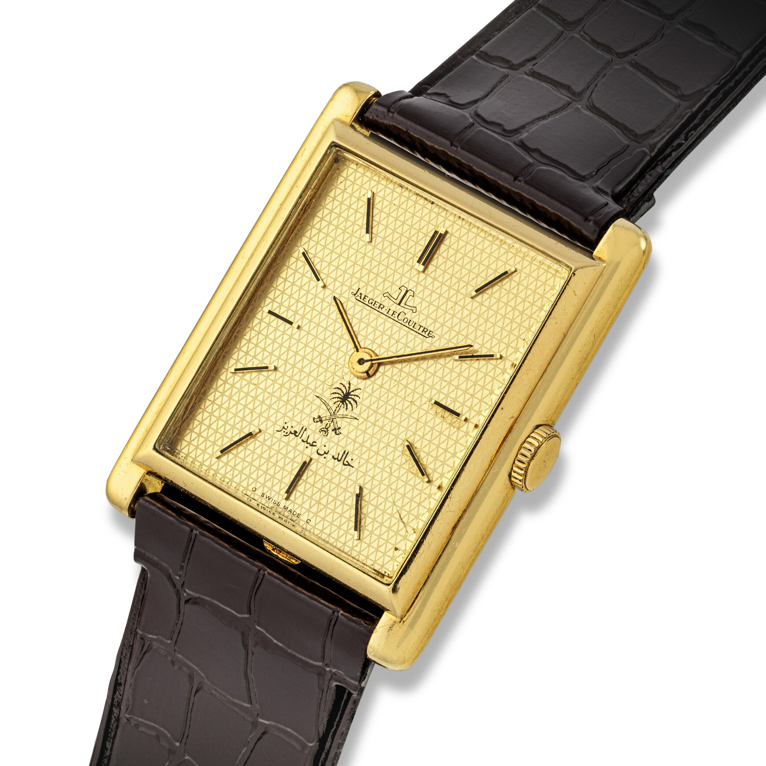 JAEGER-LECOULTRE, 18K GOLD WRISTWATCH WITH EMBLEM OF SAUDI ARABIA