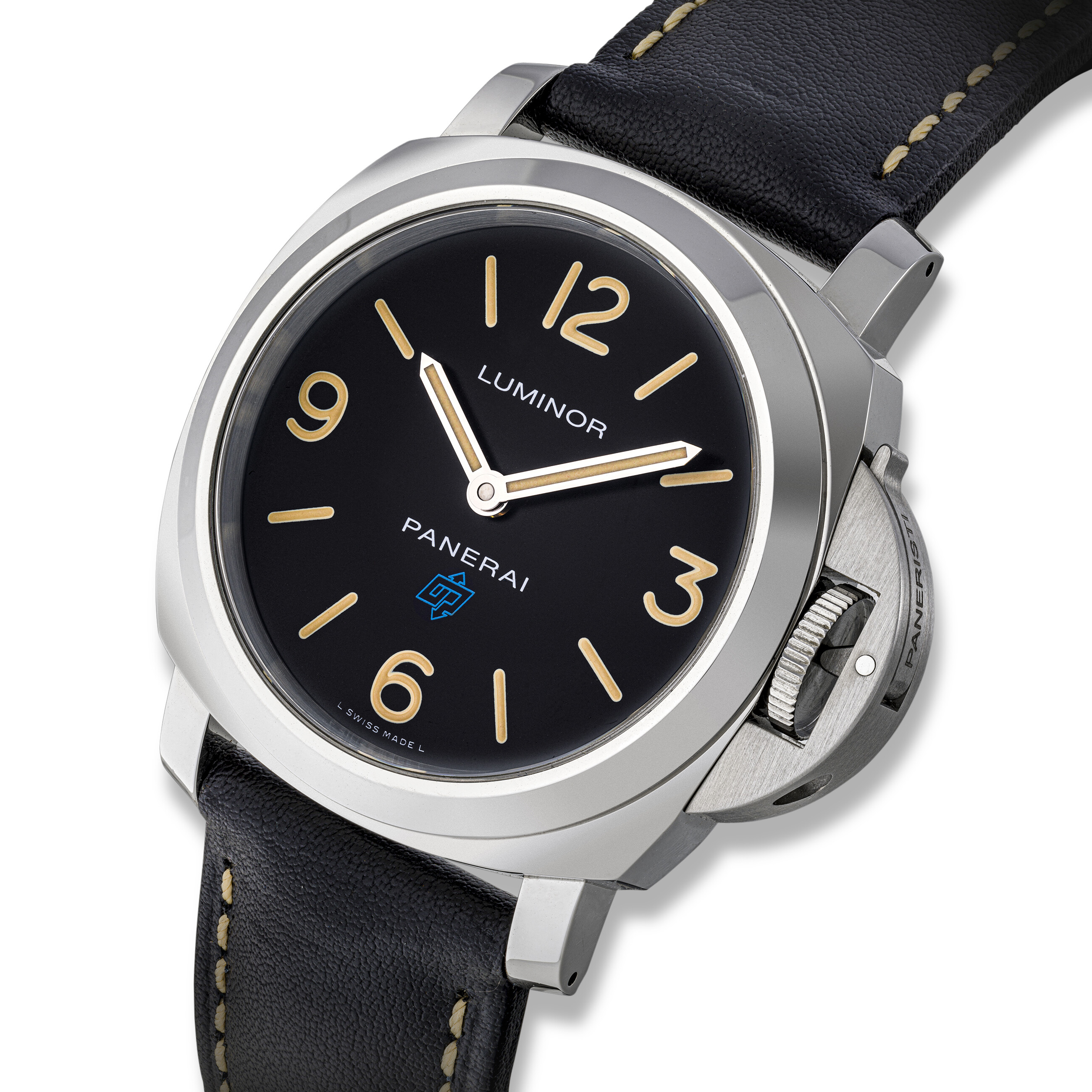 PANERAI LUMINOR BASE LOGO ACCIAIO MADE TO COMMEMORATE THE 15TH ANNIVERSARY OF PANERISTI.COM REF. PAM00634 CASE NO. OP 7040 BB 1753710 AND 030 500 Christie s