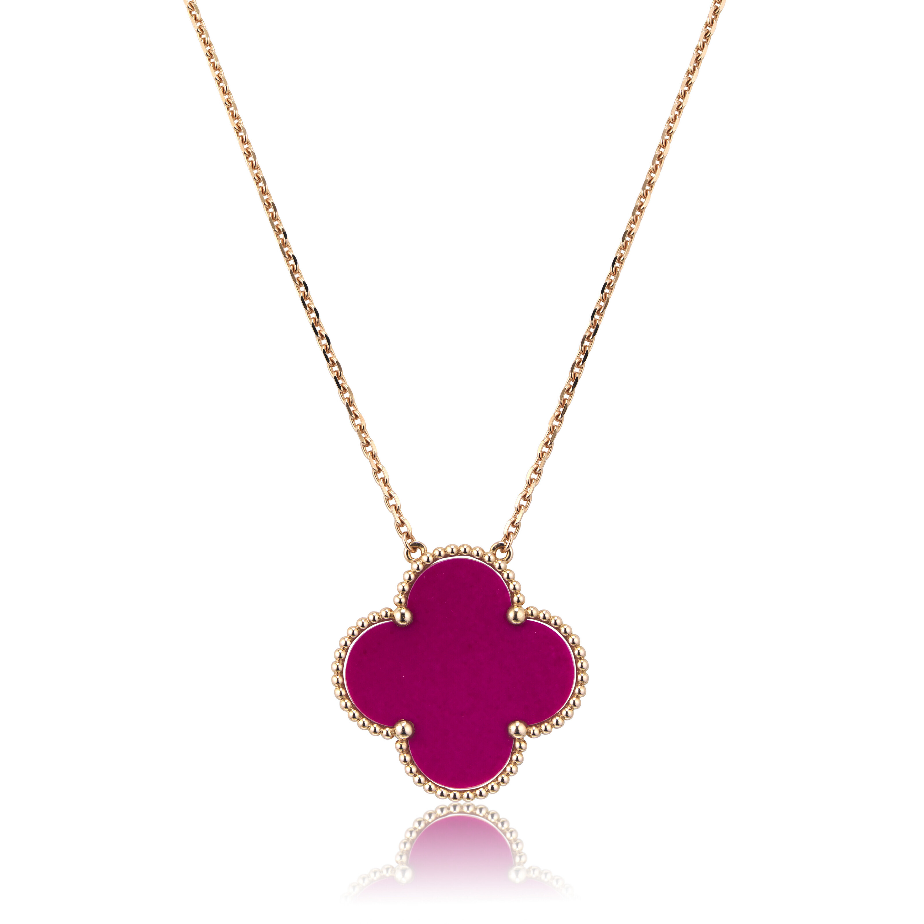 VAN CLEEF & ARPELS PORCELAIN 'MAGIC ALHAMBRA' PENDENT