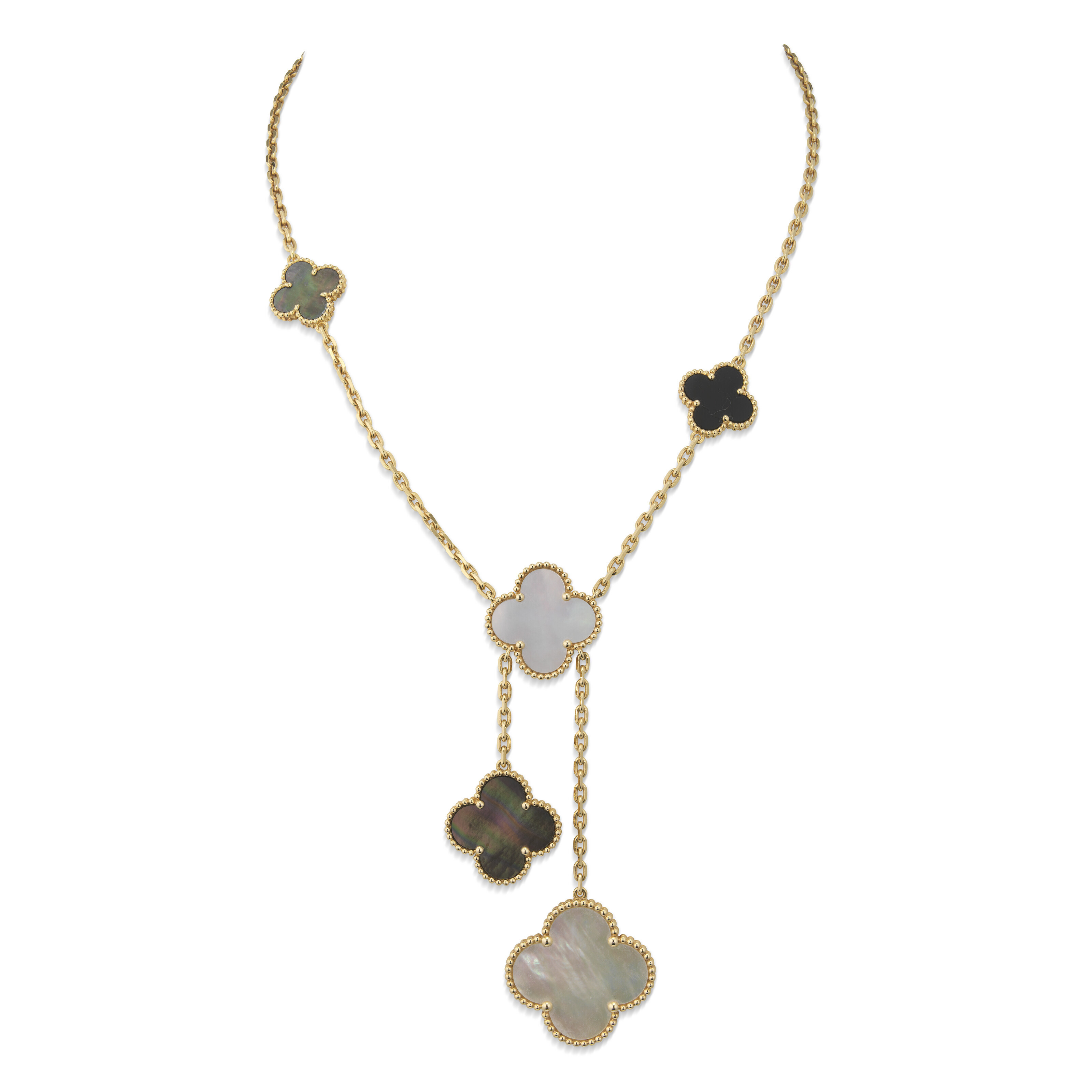 VAN CLEEF & ARPELS MOTHER-OF-PEARL AND ONYX 'MAGIC ALHAMBRA