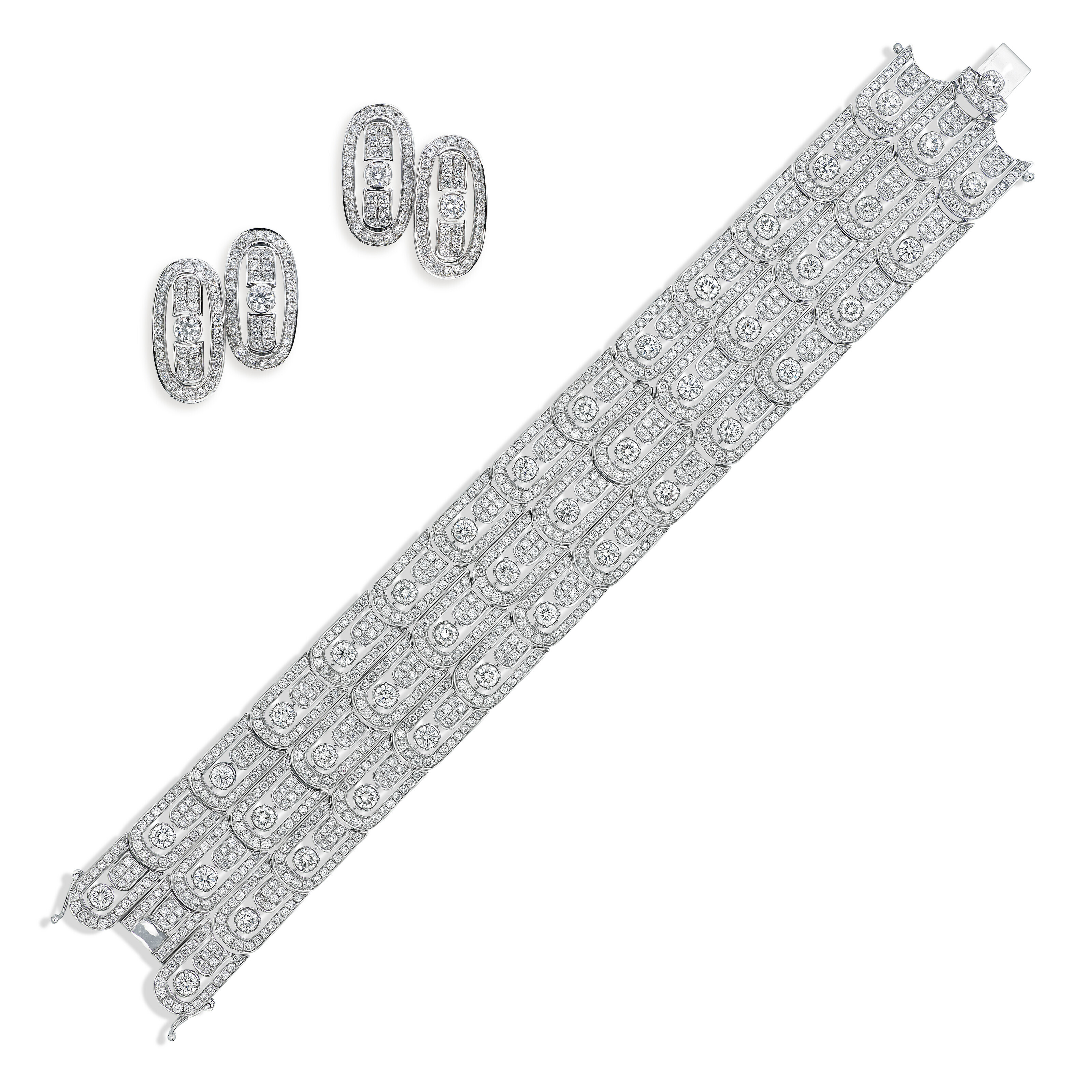 Catalog image of SET OF DIAMOND EARRINGS AND BRACELET