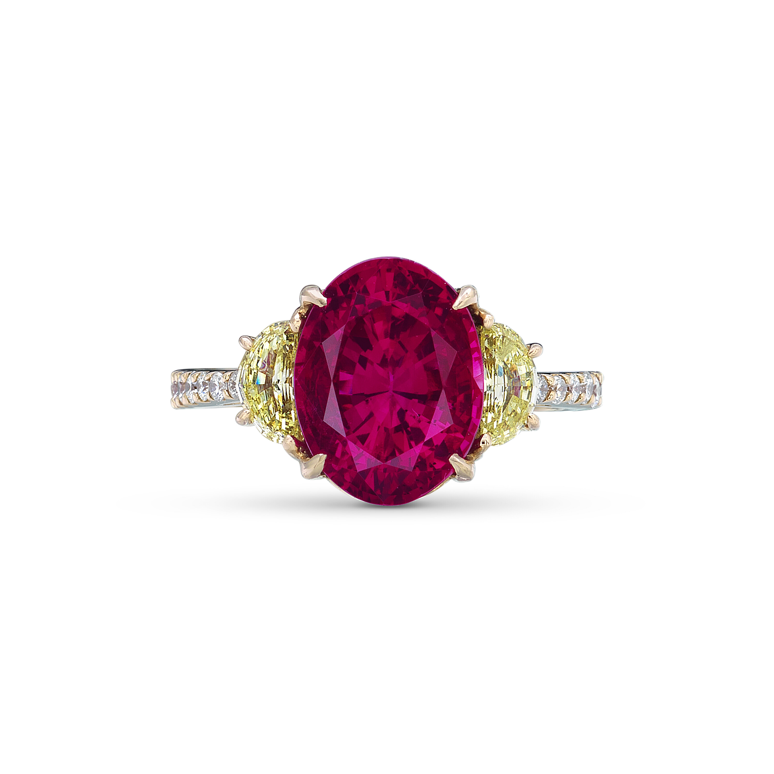 RUBY, COLOURED DIAMOND AND DIAMOND RING, | Christie's