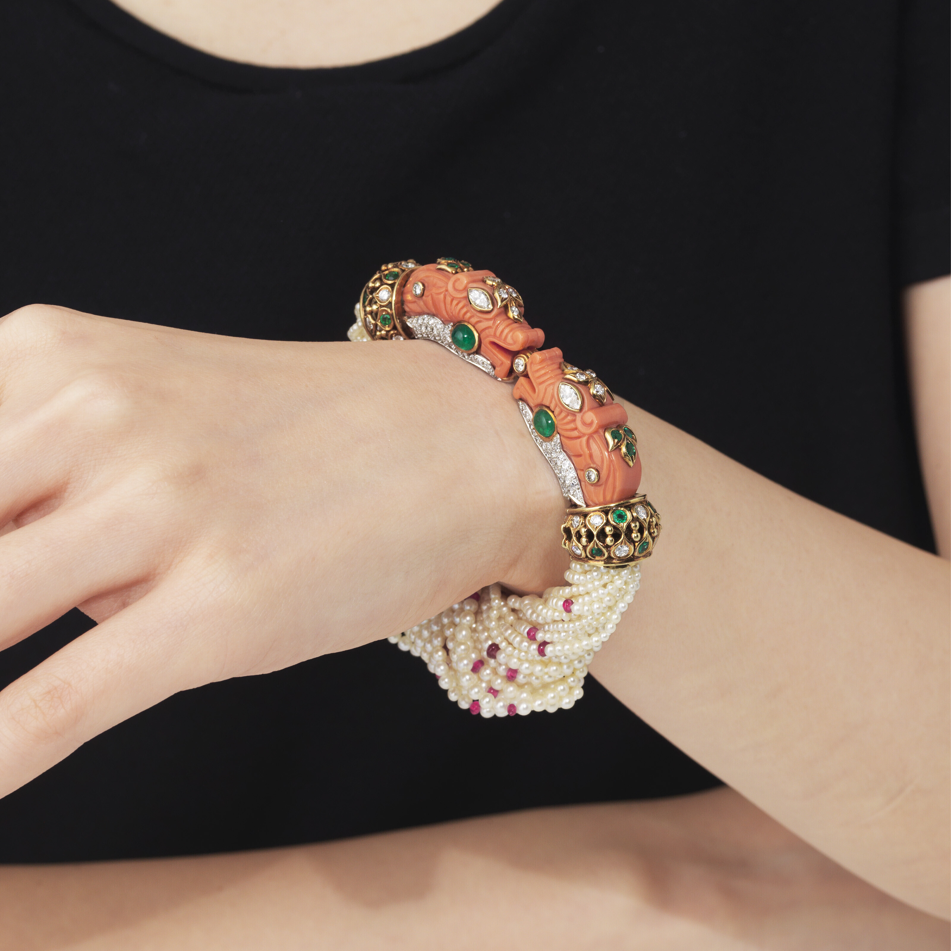 A RARE MULTI GEM CHIMERA DRAGON HEAD BRACELET BY CARTIER Christie s