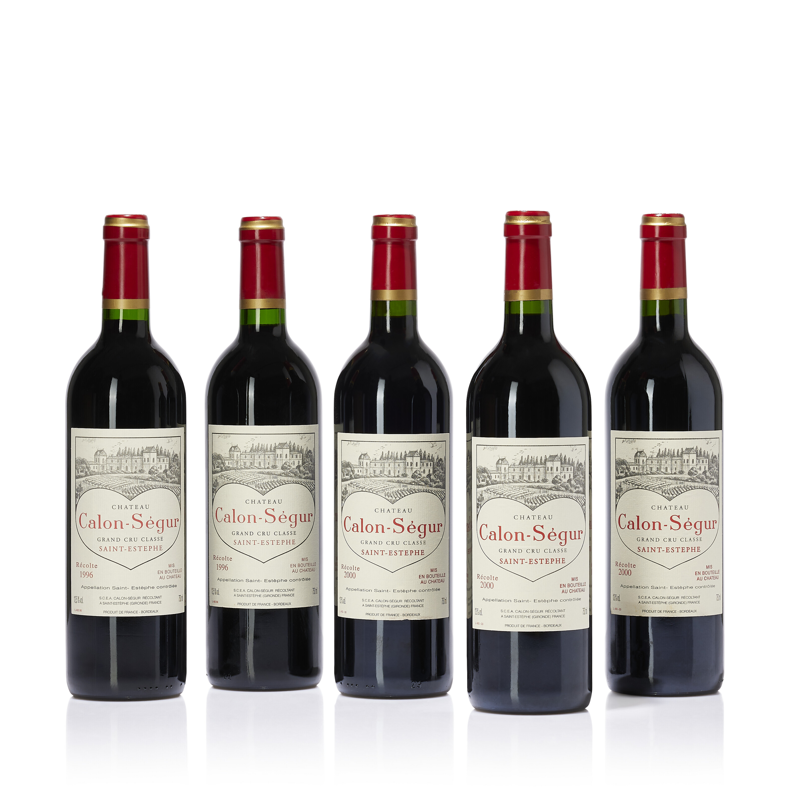 1996 & 2000 Château Calon-Ségur, 1996Slightly worn capsules