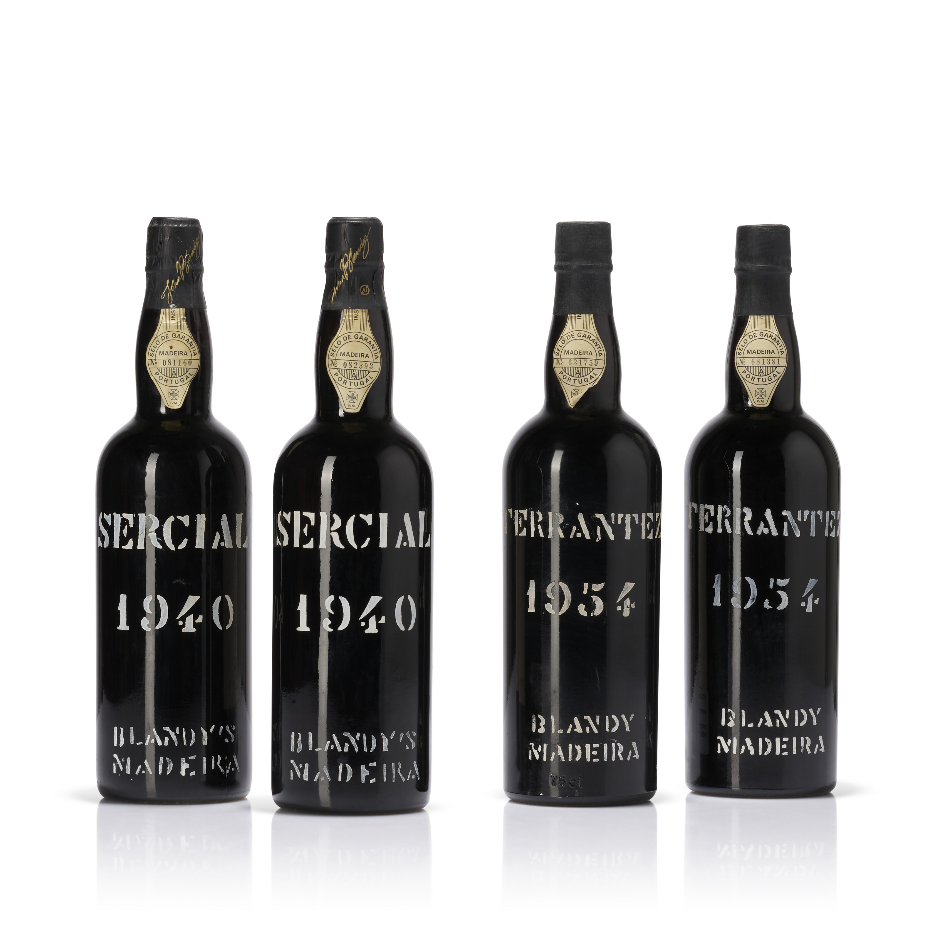 Blandy's, Terrantez Madeira 1954, US import back labels, of