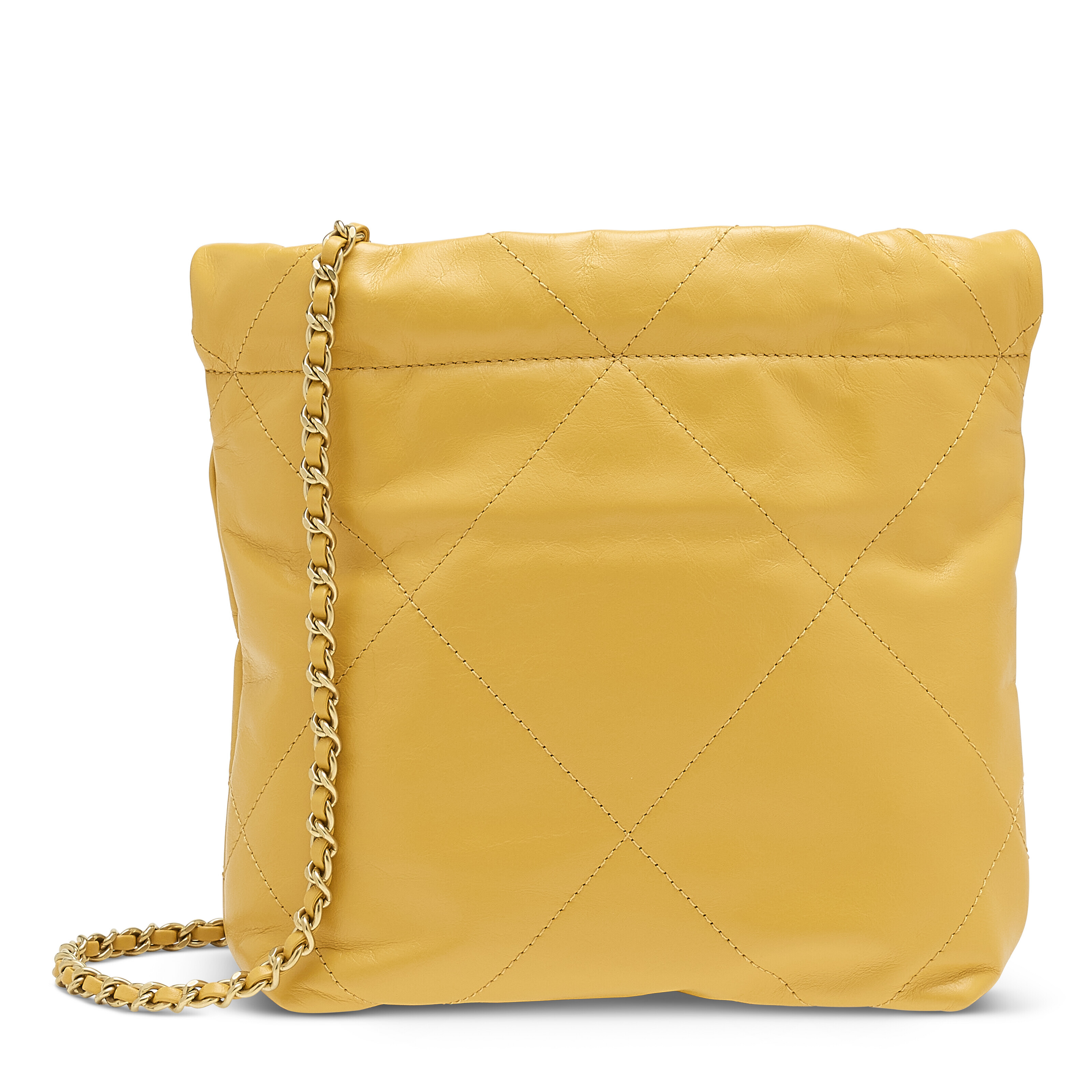 A SHINY YELLOW CALFSKIN LEATHER MINI 22 WITH GOLD HARDWARE, CHANEL