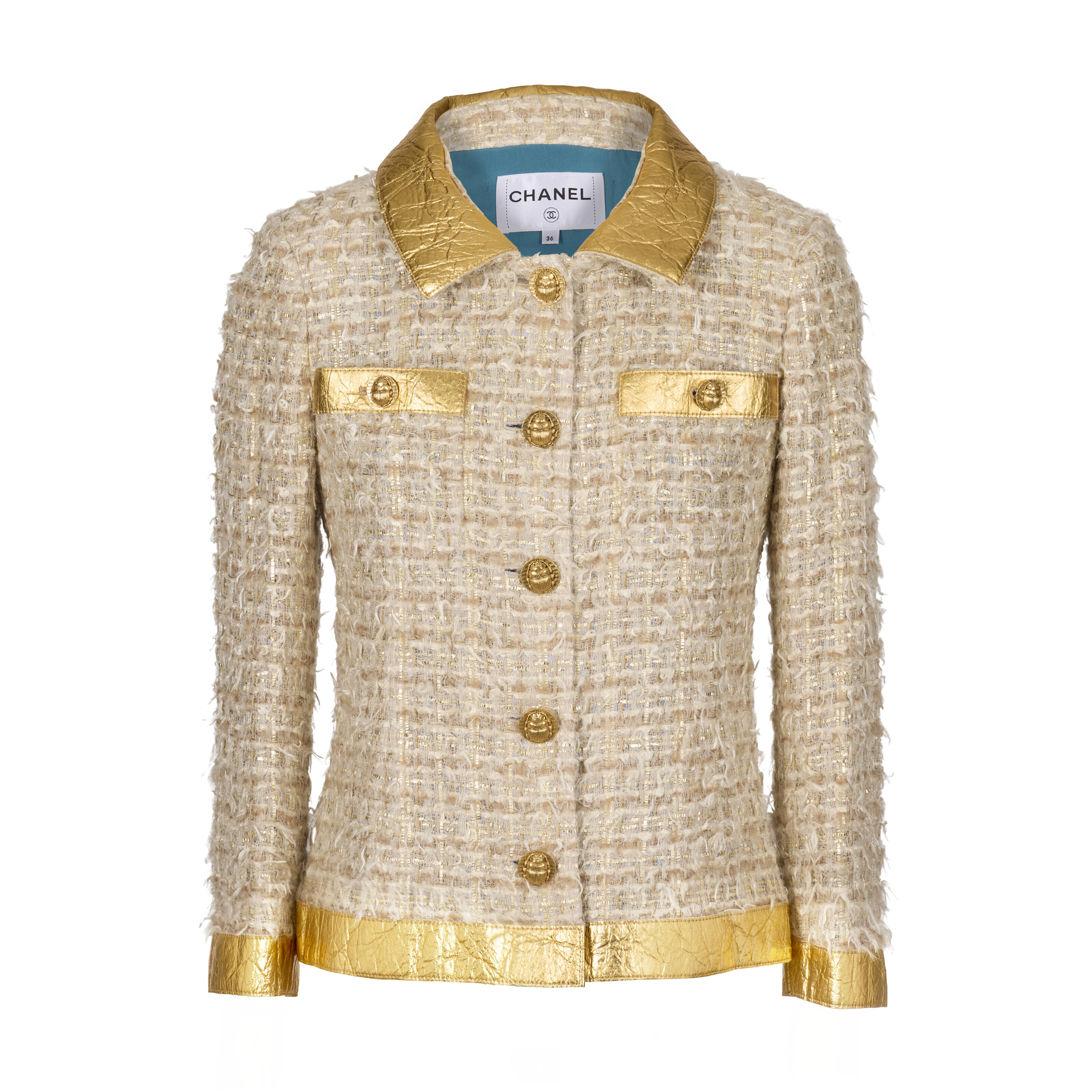 Beige Tweed Tweed Blazer Gold Buttons Balmain Beige Tweed Blazer