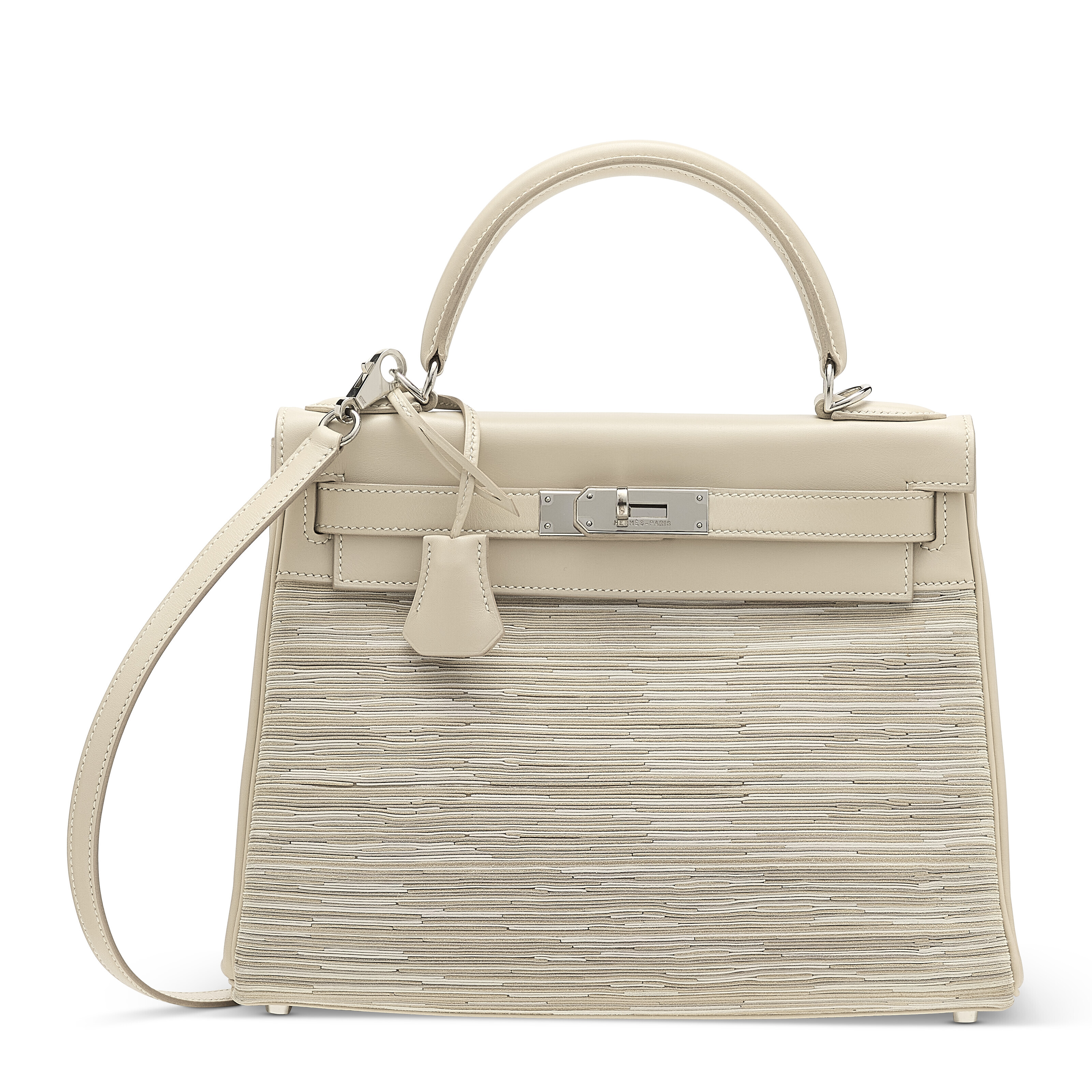 A LIMITED EDITION BEIGE CALF BOX LEATHER VIBRATO RETOURNÉ KELLY 28