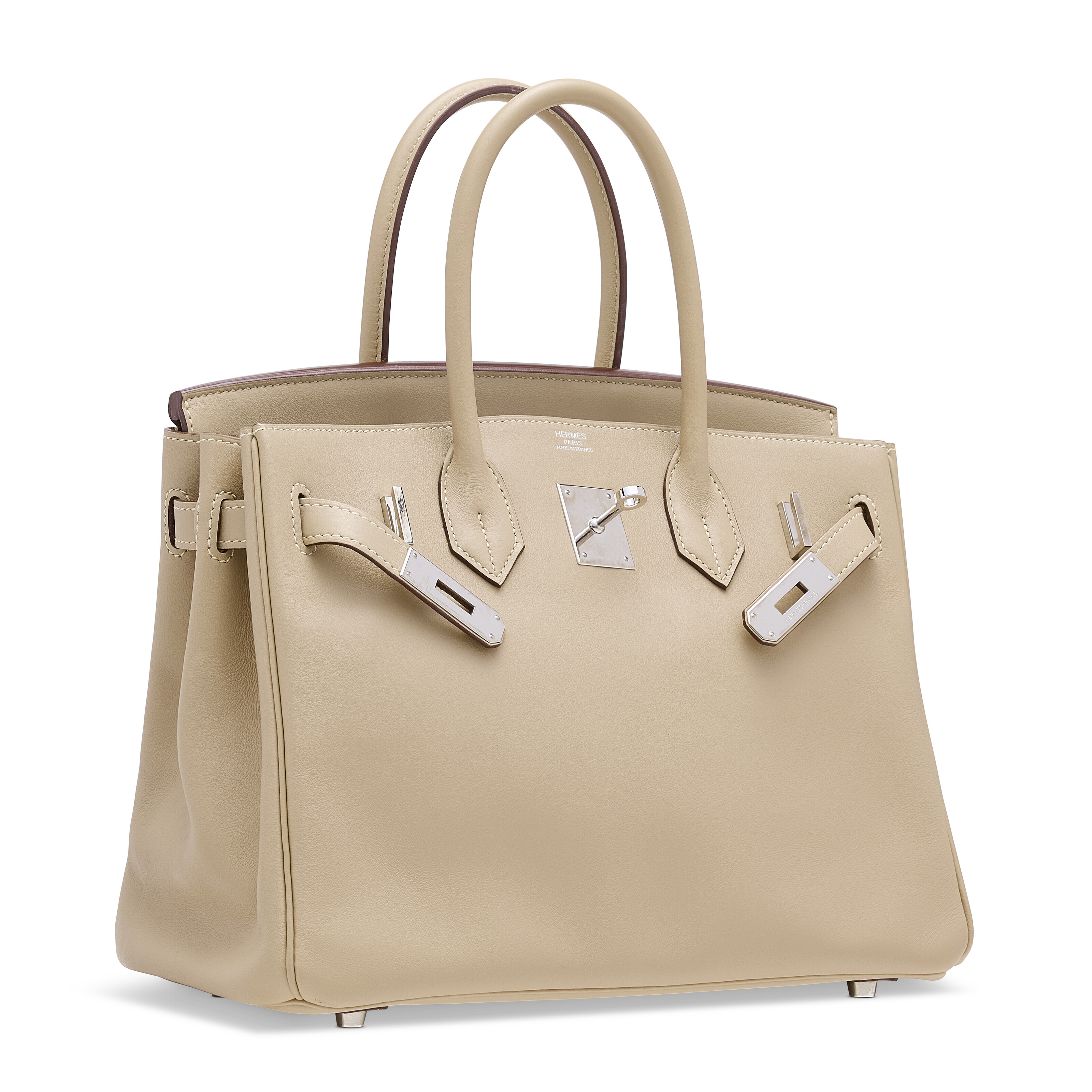 A BEIGE SWIFT LEATHER BIRKIN 30 WITH PALLADIUM HARDWARE HERMES 2009 Christie s
