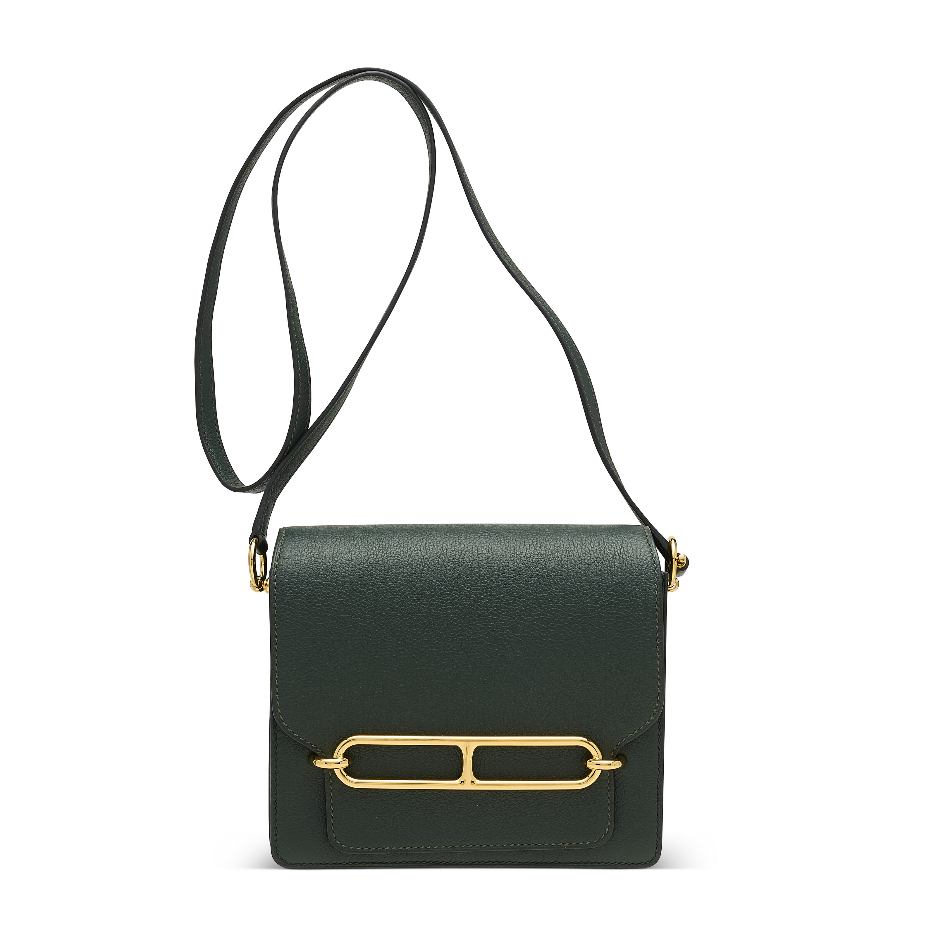 A VERT CYPRÈS EVERCOLOR LEATHER MINI ROULIS WITH GOLD HARDWARE