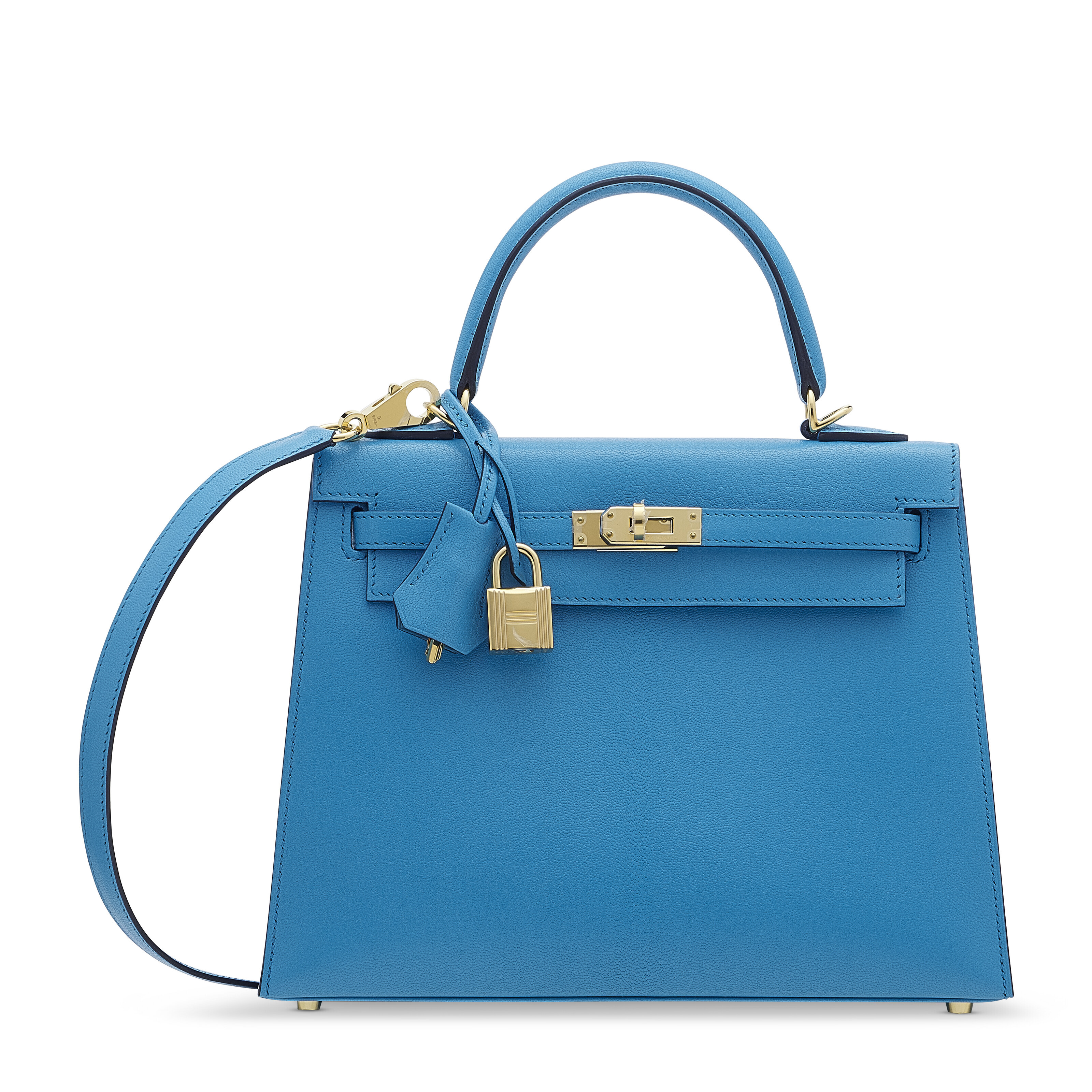 A BLEU ZELLIGE SWIFT LEATHER KELLY LAKIS 32 WITH PALLADIUM