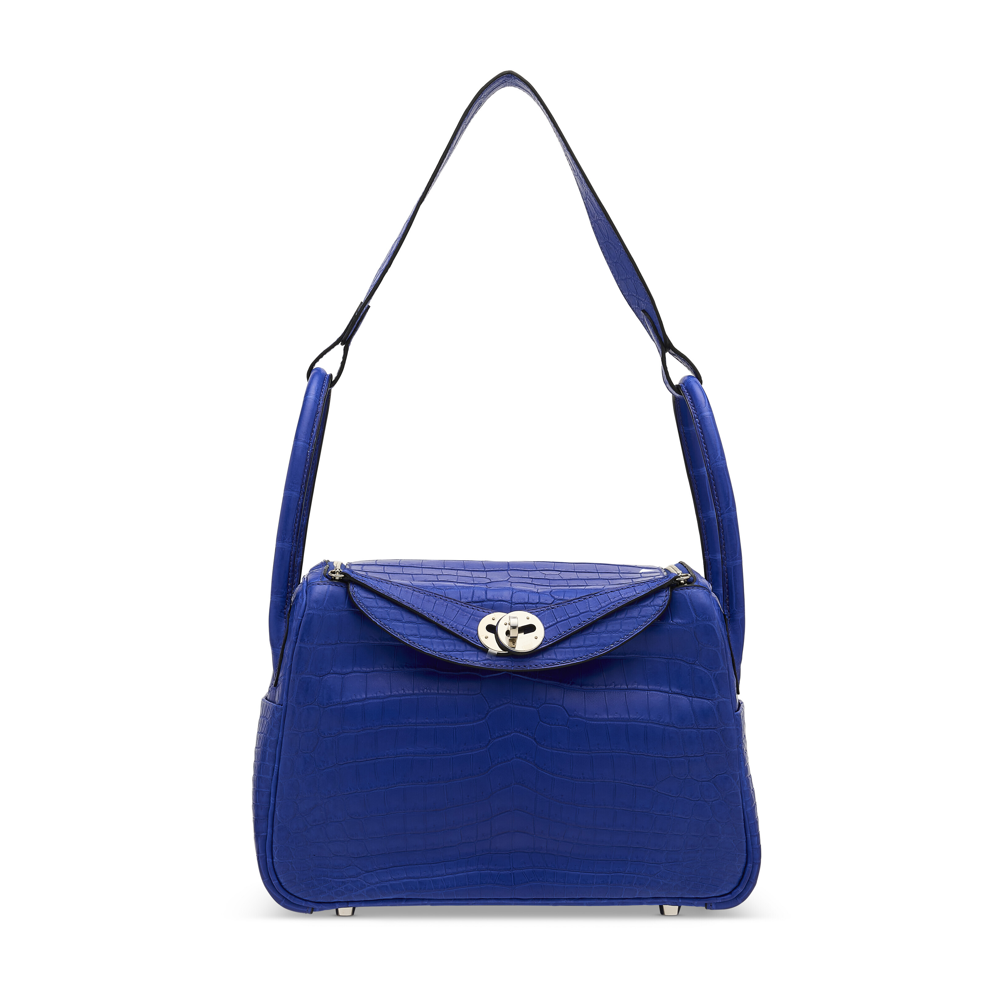 A MATTE BLEU ÉLECTRIQUE NILOTICUS CROCODILE LINDY 26 WITH