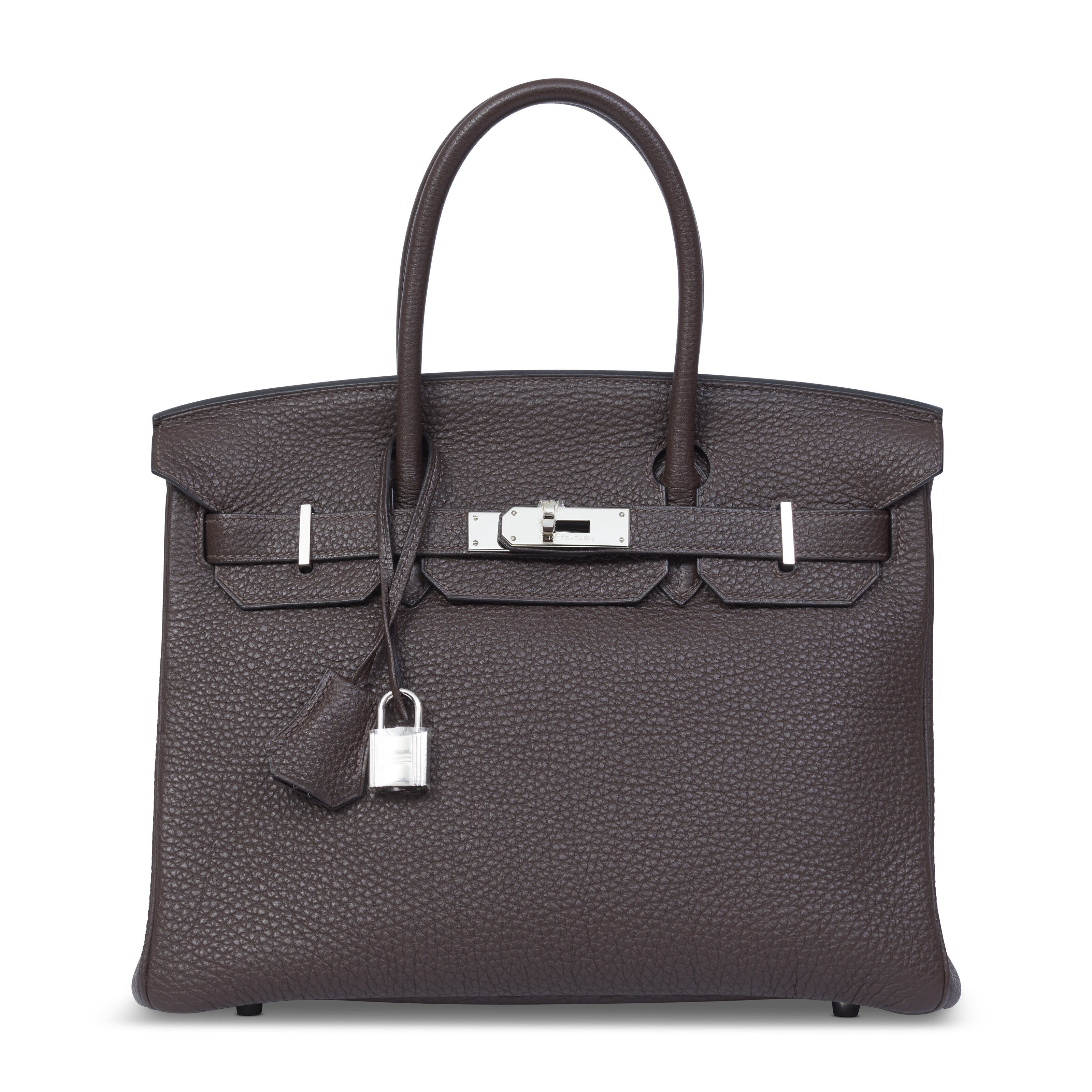 AN EBENE FJORD LEATHER BIRKIN 30 WITH PALLADIUM HARDWARE