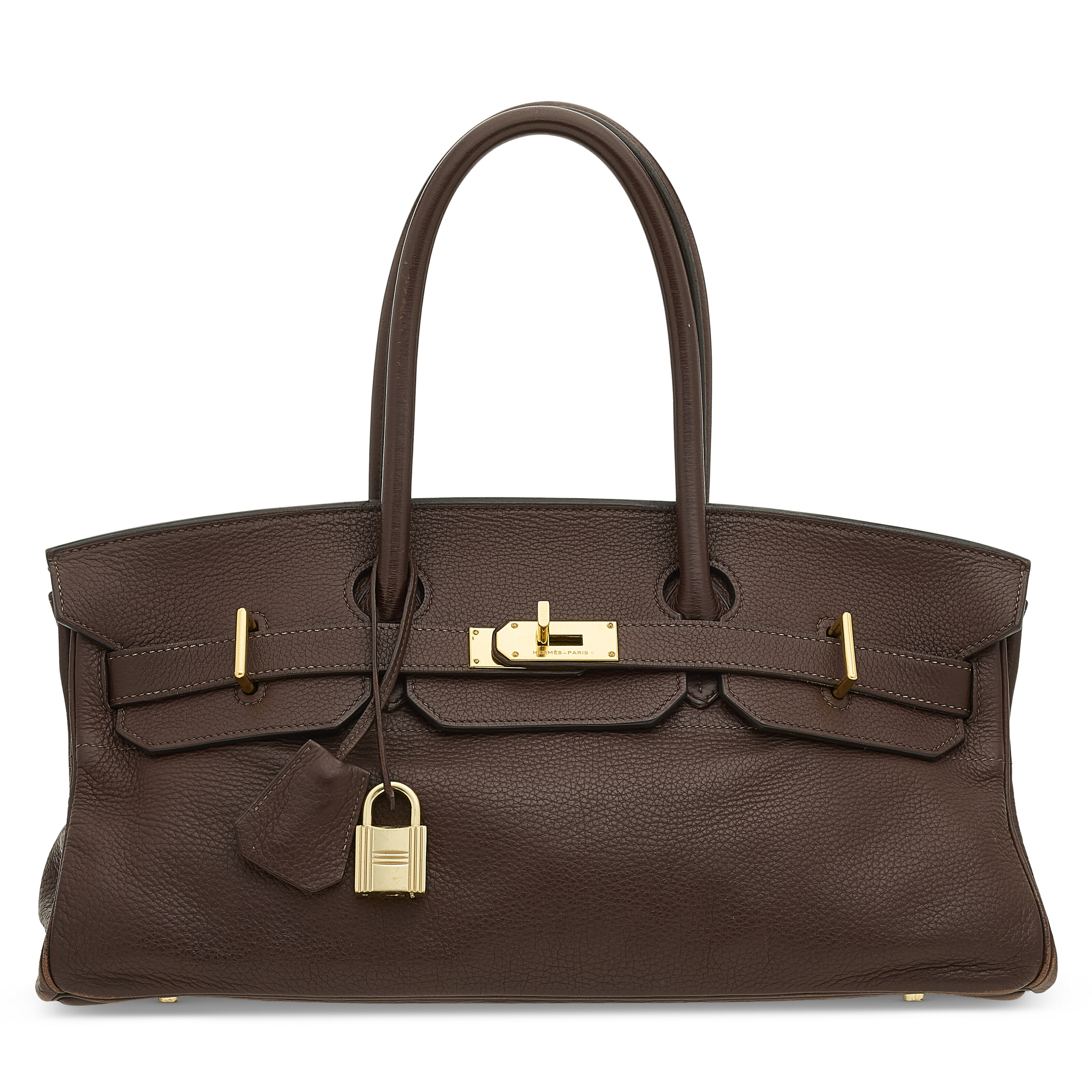 A CHOCOLAT CLÉMENCE LEATHER JPG SHOULDER BIRKIN 42 WITH GOLD