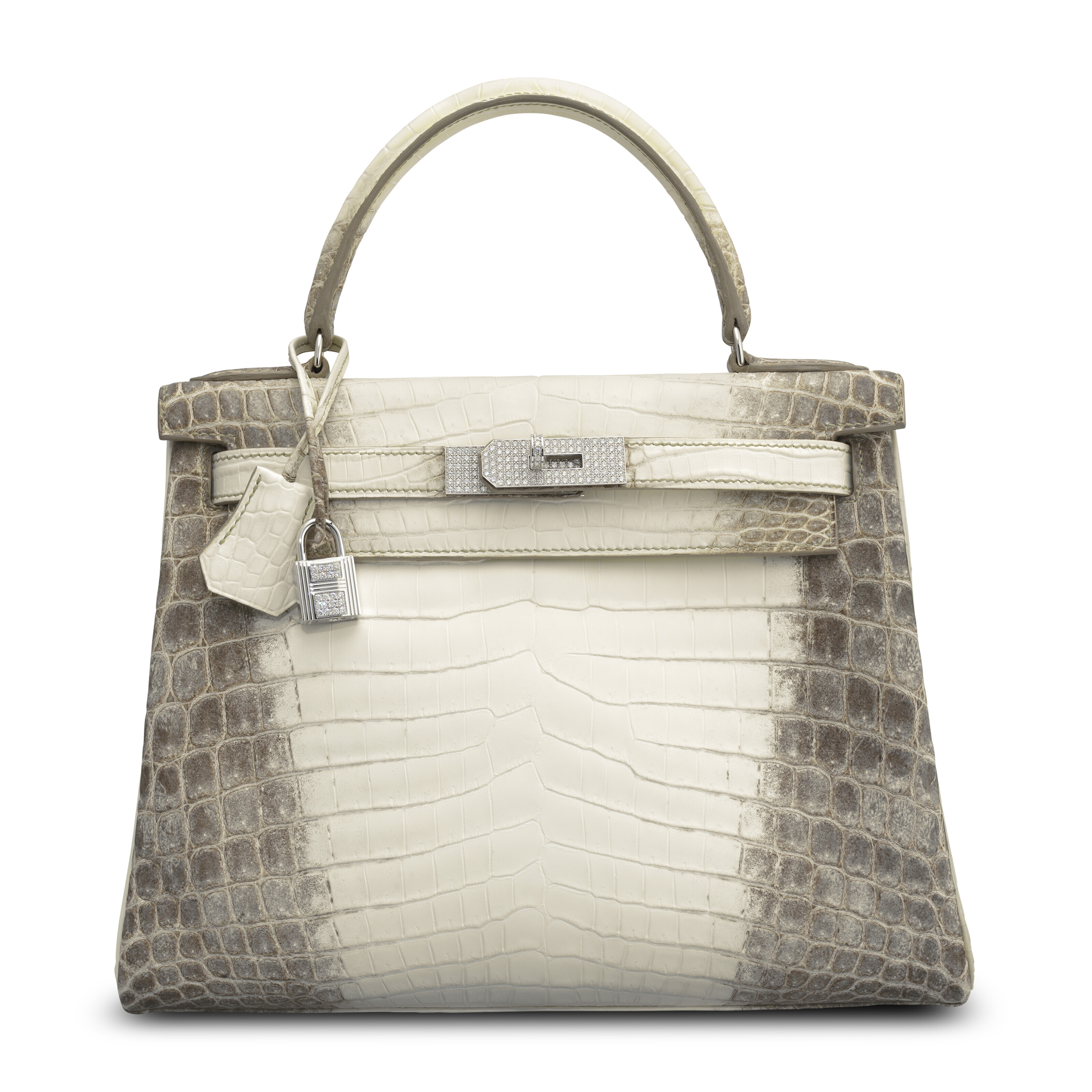 An exceptional, matte white himalaya niloticus crocodile diamond retourné kelly 25 with 18k white gold & diamond hardware, Hermès, 2022. Estimates: HK$1,600,000 – 2,600,000. Offered in Handbags & Accessories on 25 May 2024 at Christie’s in Hong Kong