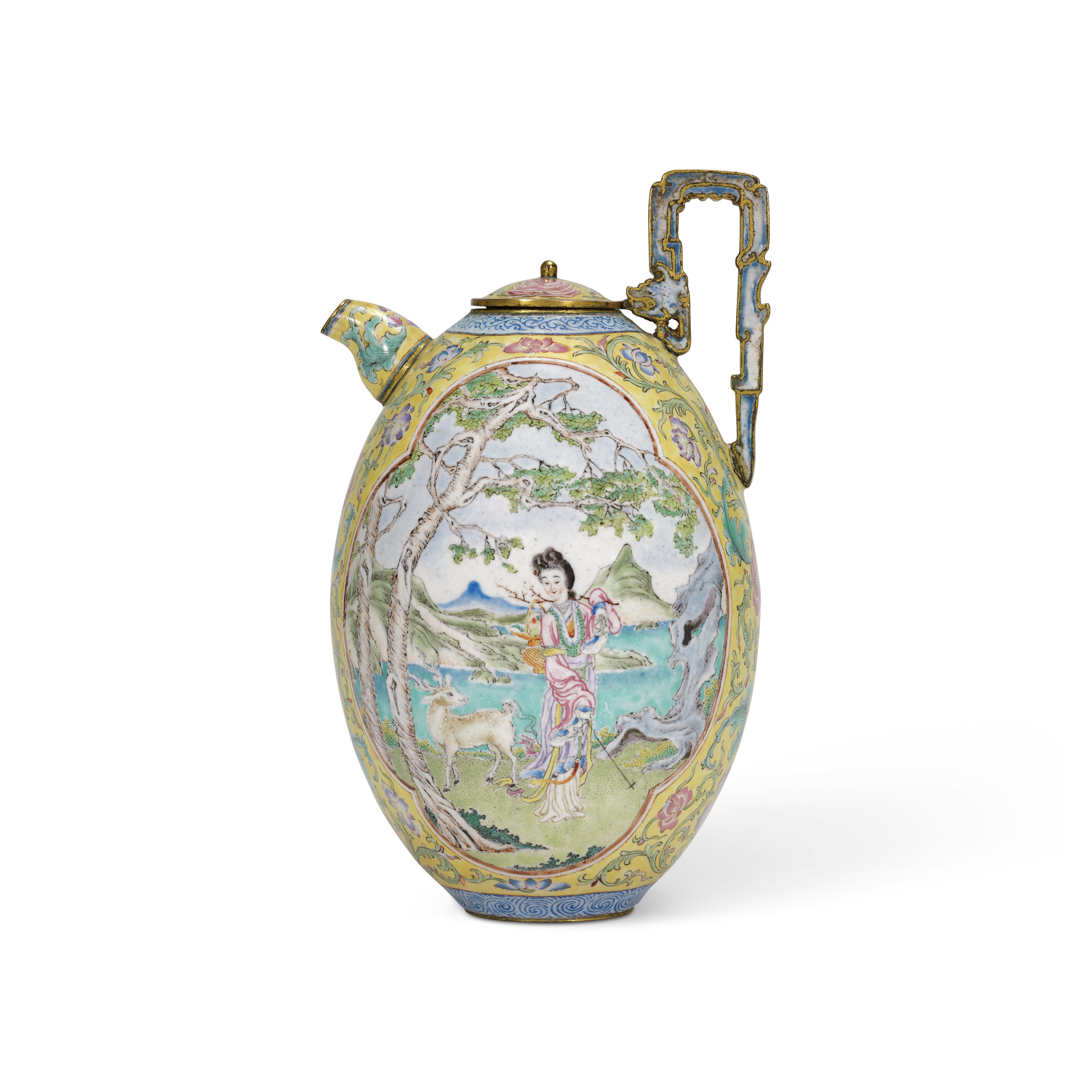 清乾隆粉彩萬花錦紋盌藍料雙方框「彩秀堂製」楷書款, QIANLONG PERIOD