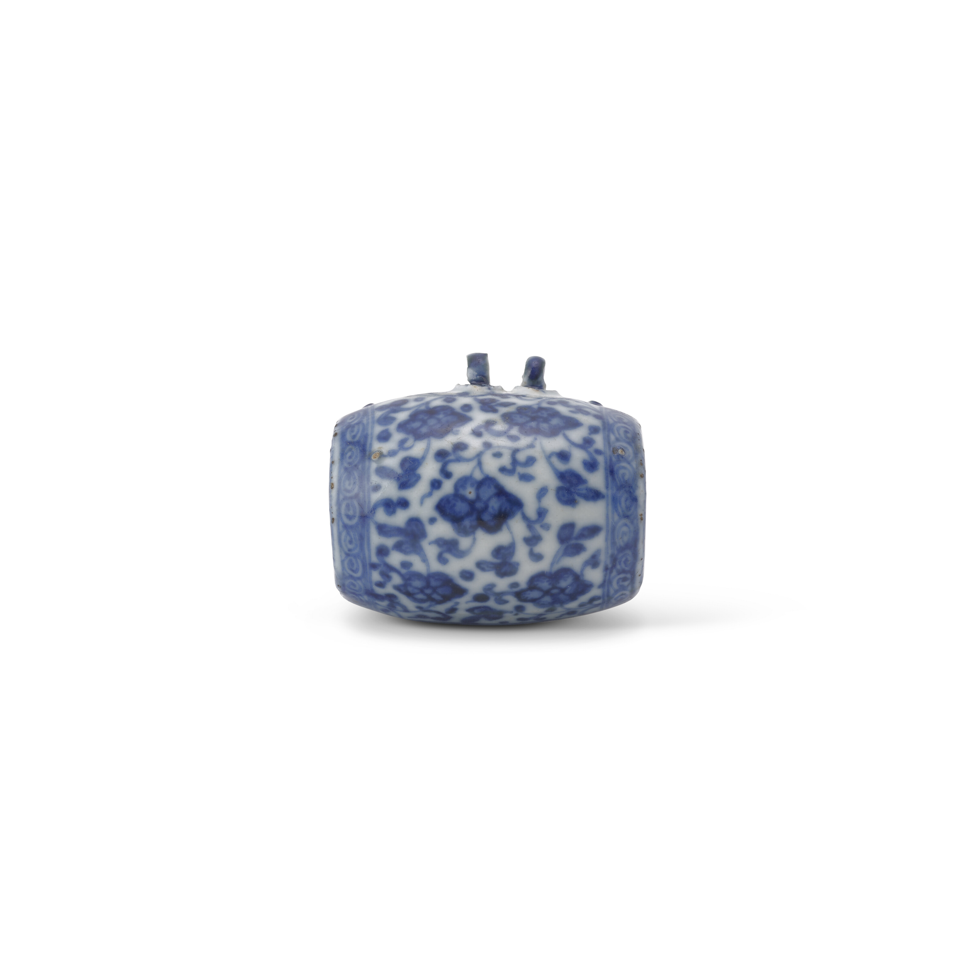 清康熙青花纏枝花卉紋鳥食罐兩件, KANGXI PERIOD (1662-1722