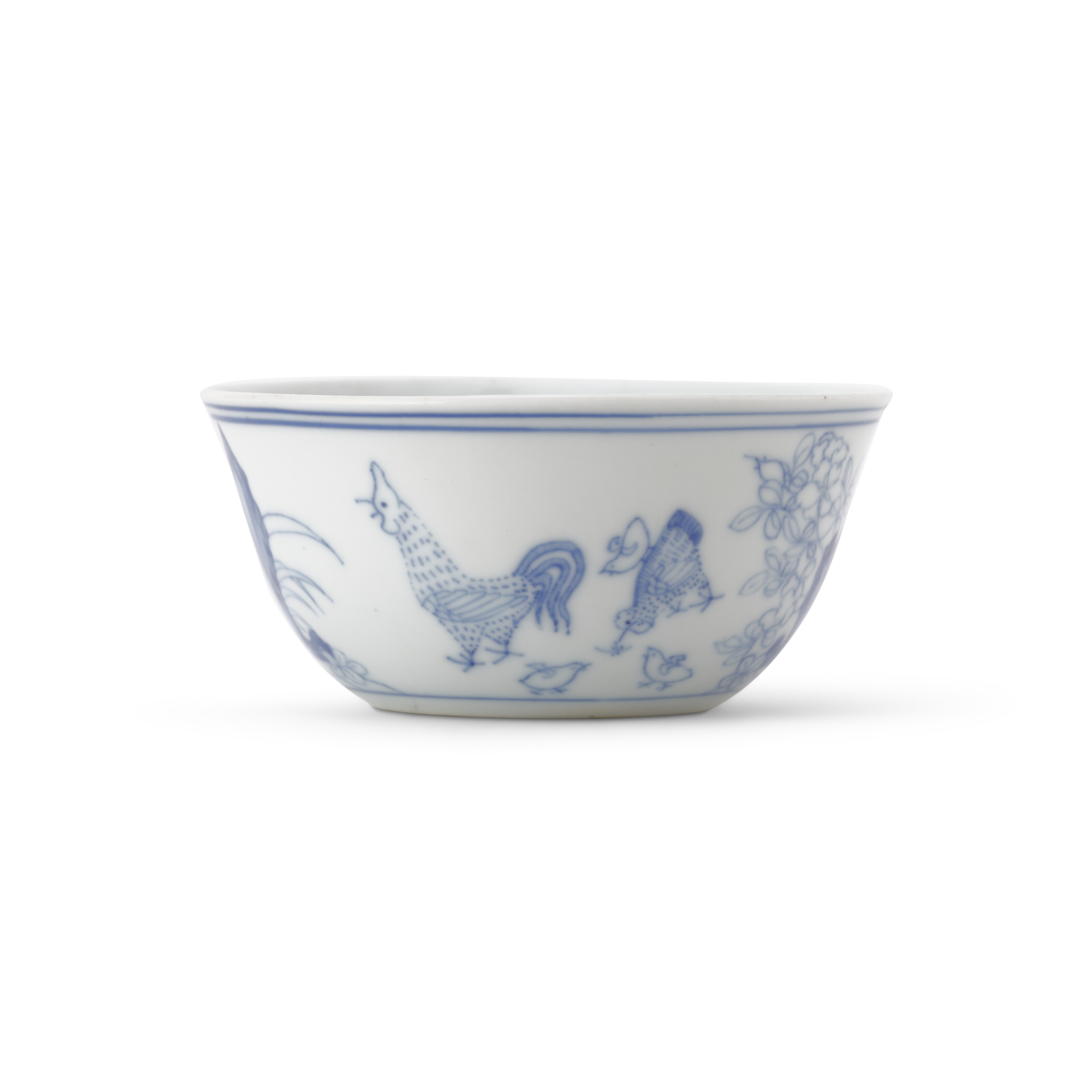 A RARE SMALL BLUE AND WHITE 'CHICKEN' CUP, KANGXI PERIOD (1662