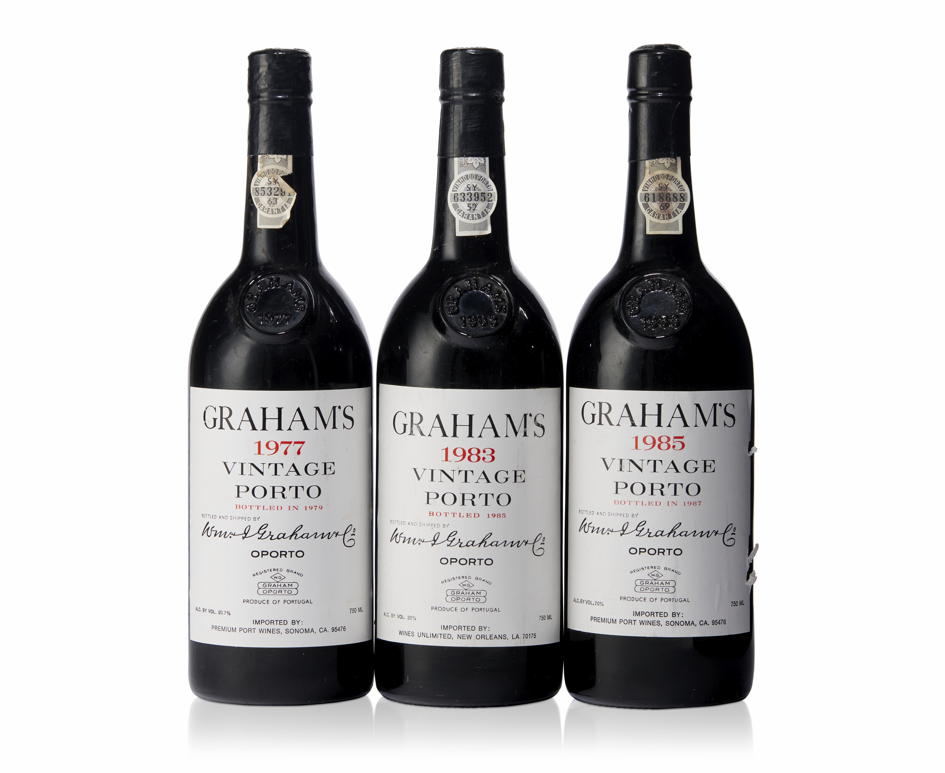 Mixed Graham's, Vintage Port, 1977Slightly bin-soiled labelsLevels base ...