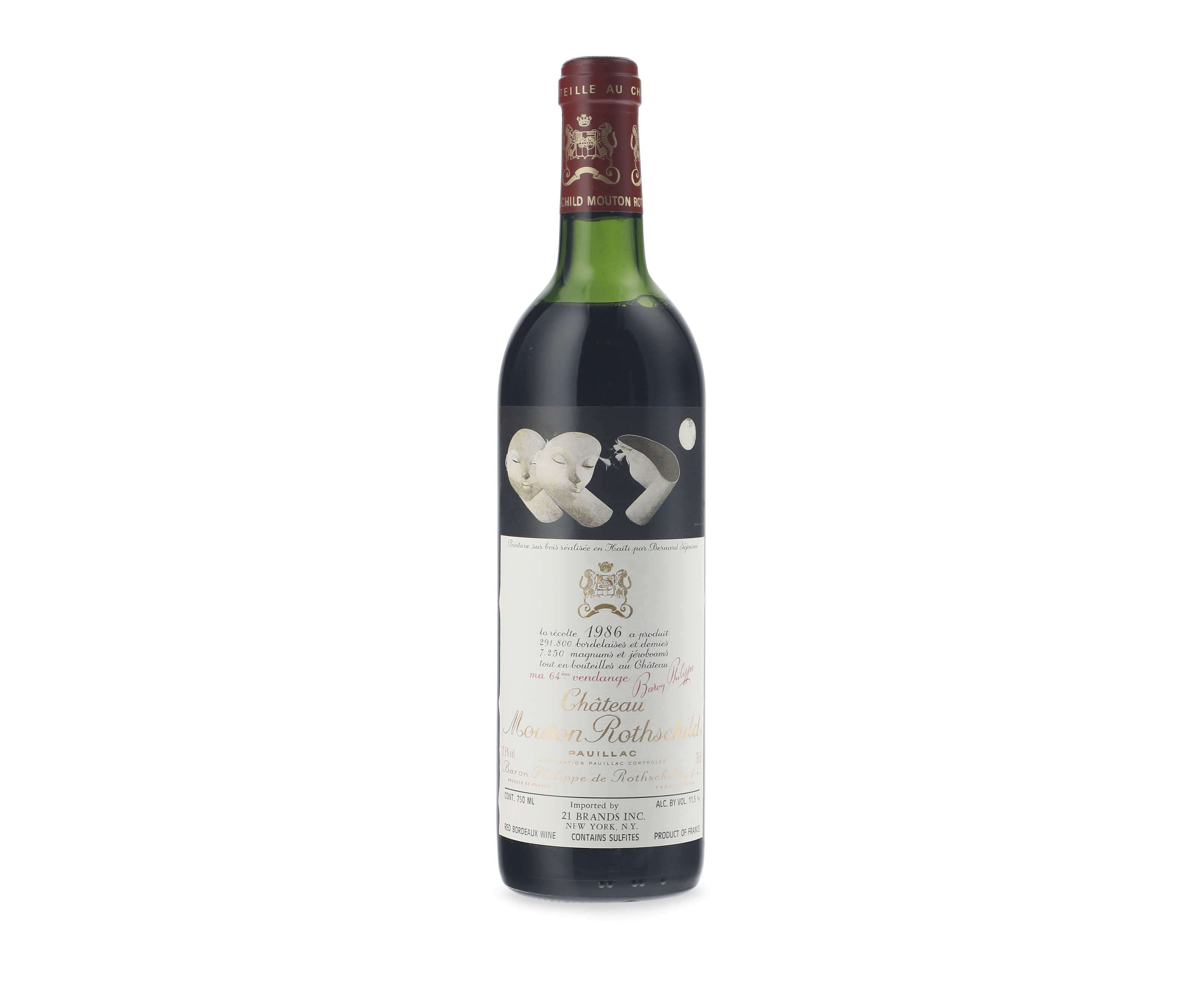 Château Mouton Rothschild 1982, Pauillac, 1er Cru Classéu.1bn, 3ts, 1 just  below ts, 4bin-soiled labels, 1 badly wine stained label, 1 corroded  capsule | Christie's