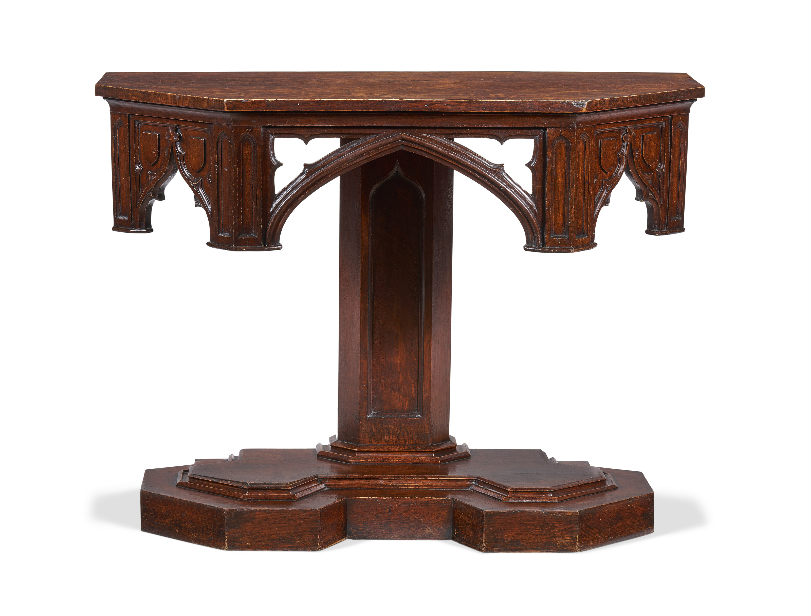 A VICTORIAN GOTHIC-REVIVAL OAK SIDE TABLE, SECOND HALF 19TH