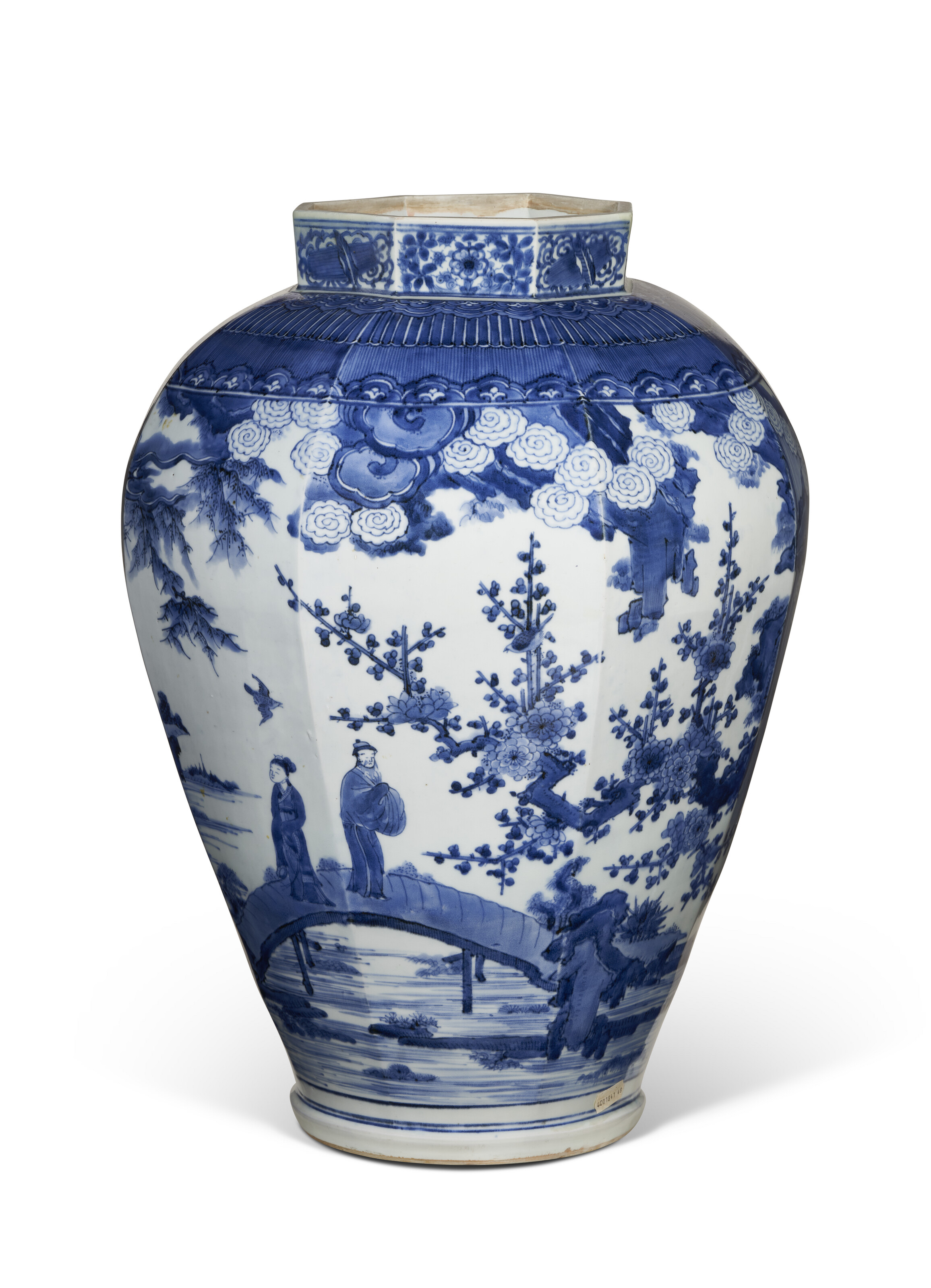 Blue & White Porcelain Octagonal Wine Jar Vase