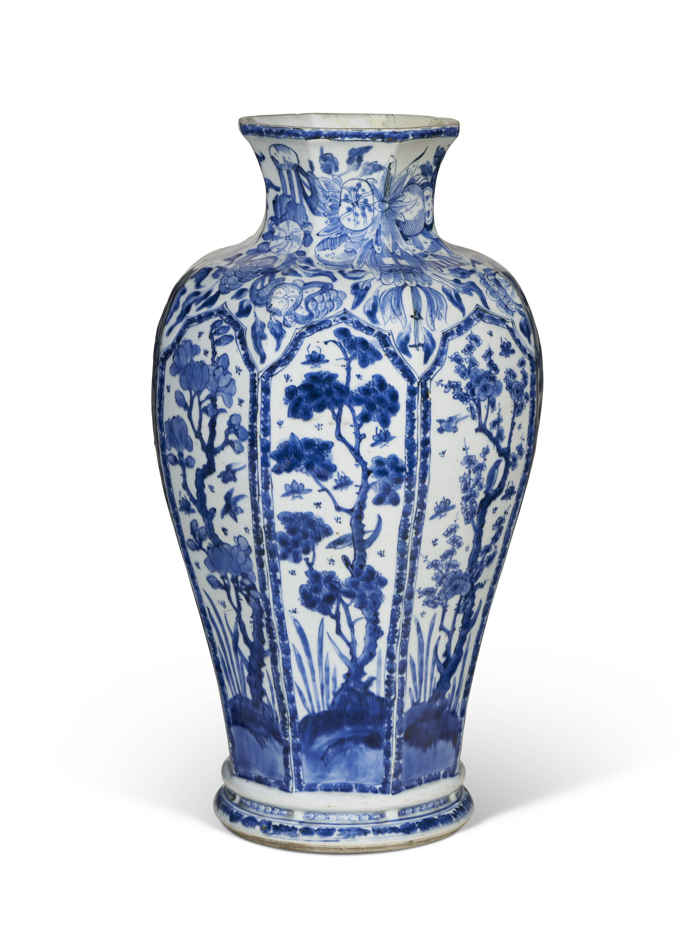 Blue & White Porcelain Octagonal Wine Jar Vase