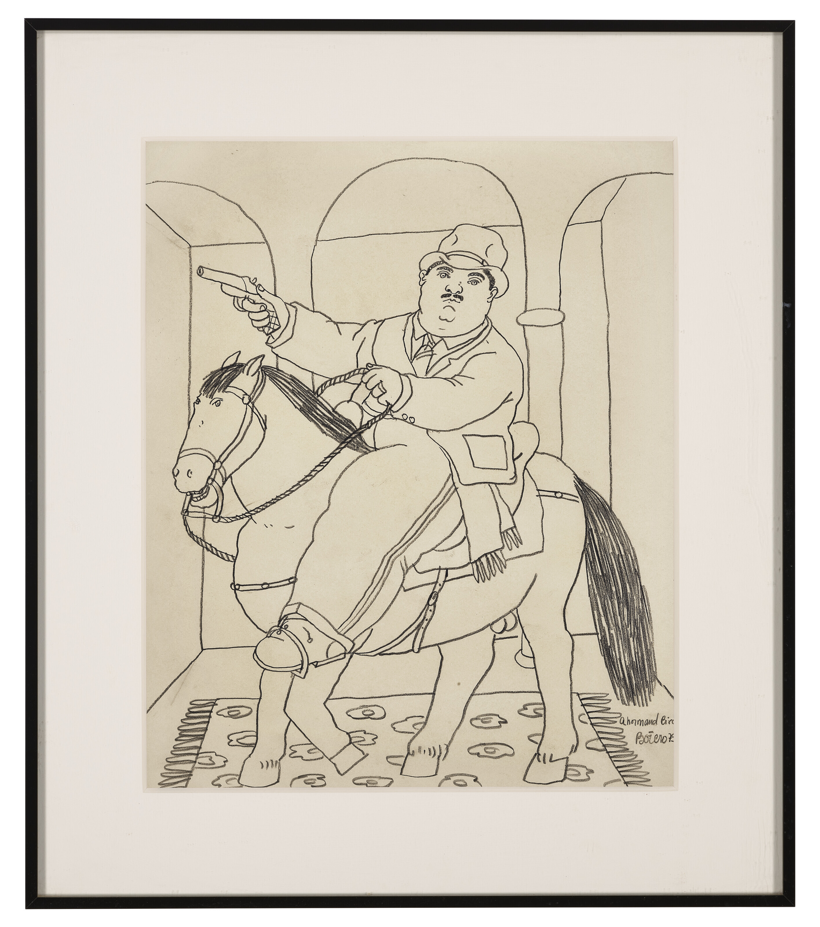 Tableau à L'huile Sur Toile Style Fernando Botero - Signé, Encadré, Année 1932 - Occasion, œuvre D'art
