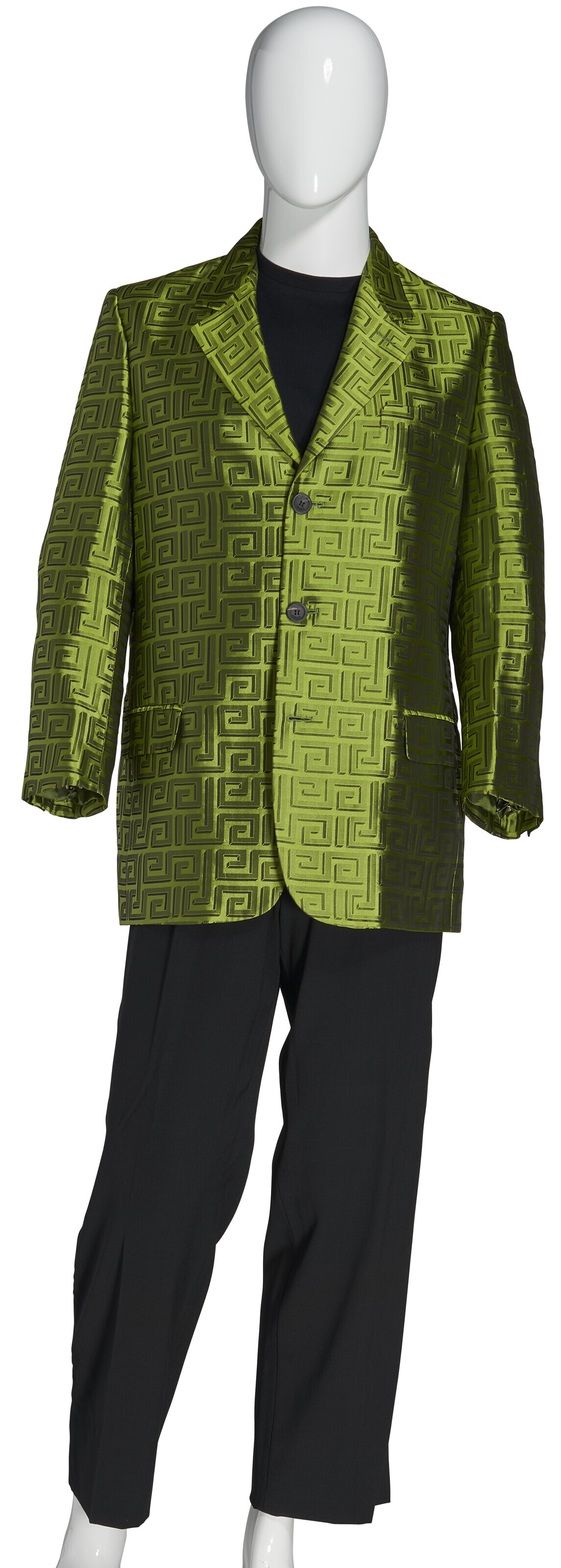 A GREEN SUIT JACKET WITH GREEK KEY DESIGN, GIANNI VERSACE, 1994