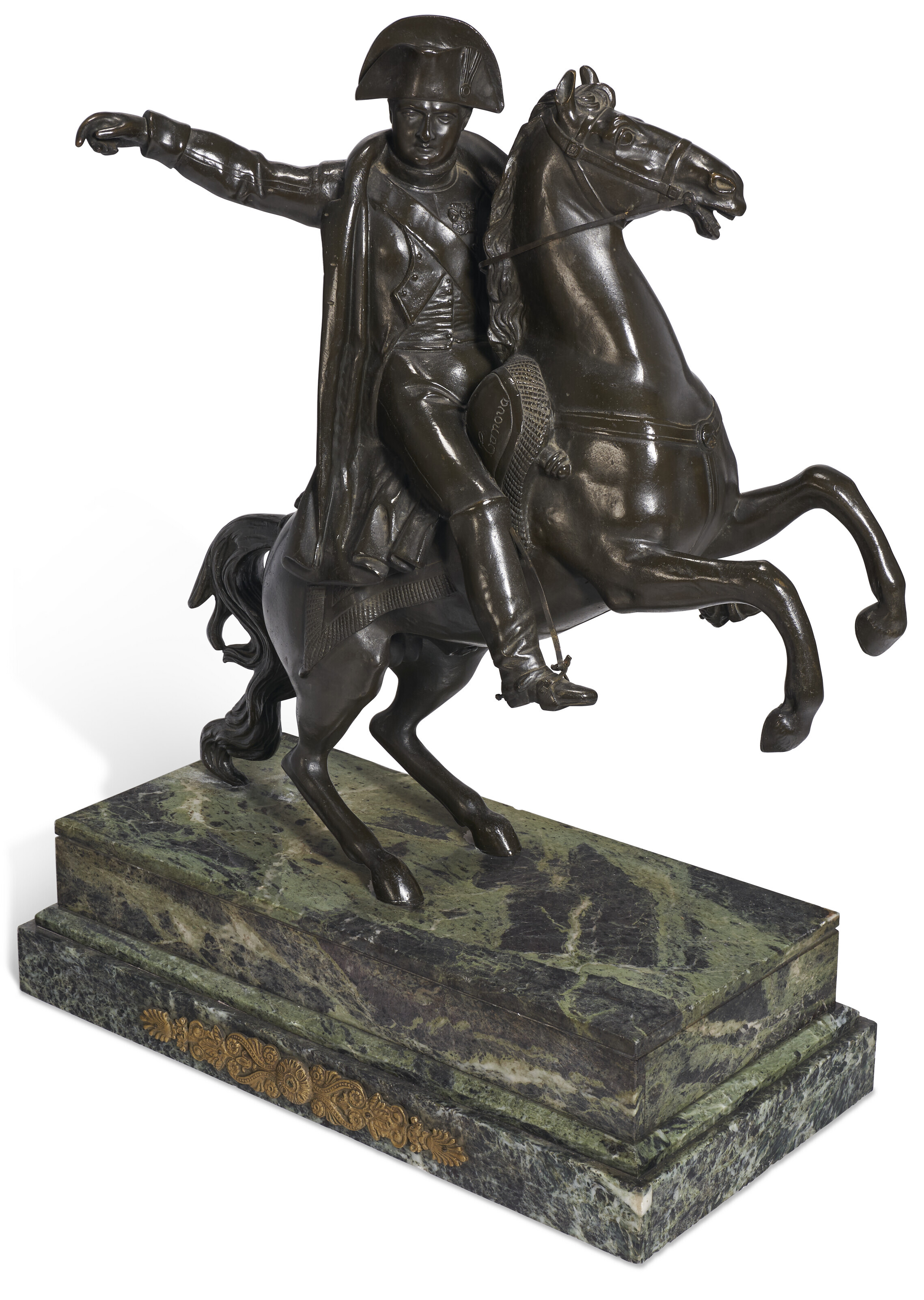 SIGNÉE ORIGINAL FRECH Empereur Napoléon Bronze Statue Art Déco Marbre